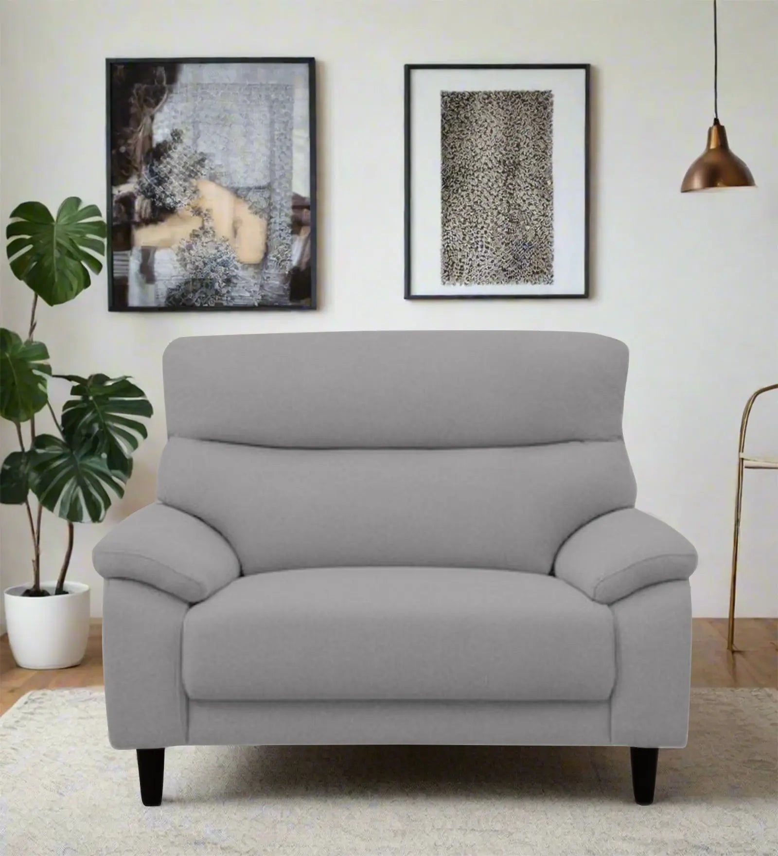Zibby Fabric 1 Seater Sofa In Dim Grey Colour Febonic Living