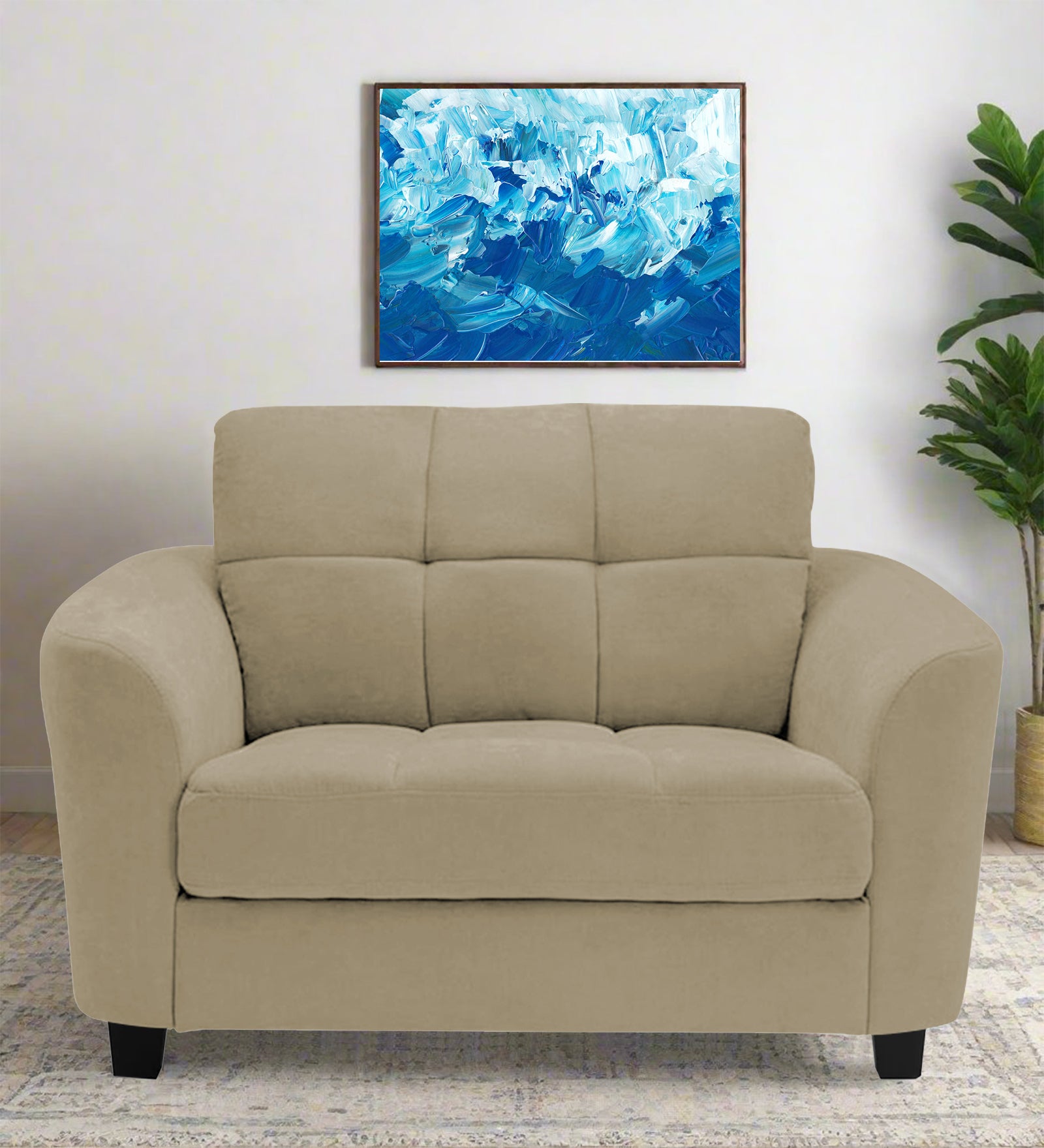 Mulan Fabric 1 Seater Sofa In Honey Beige Colour - Febonic Living