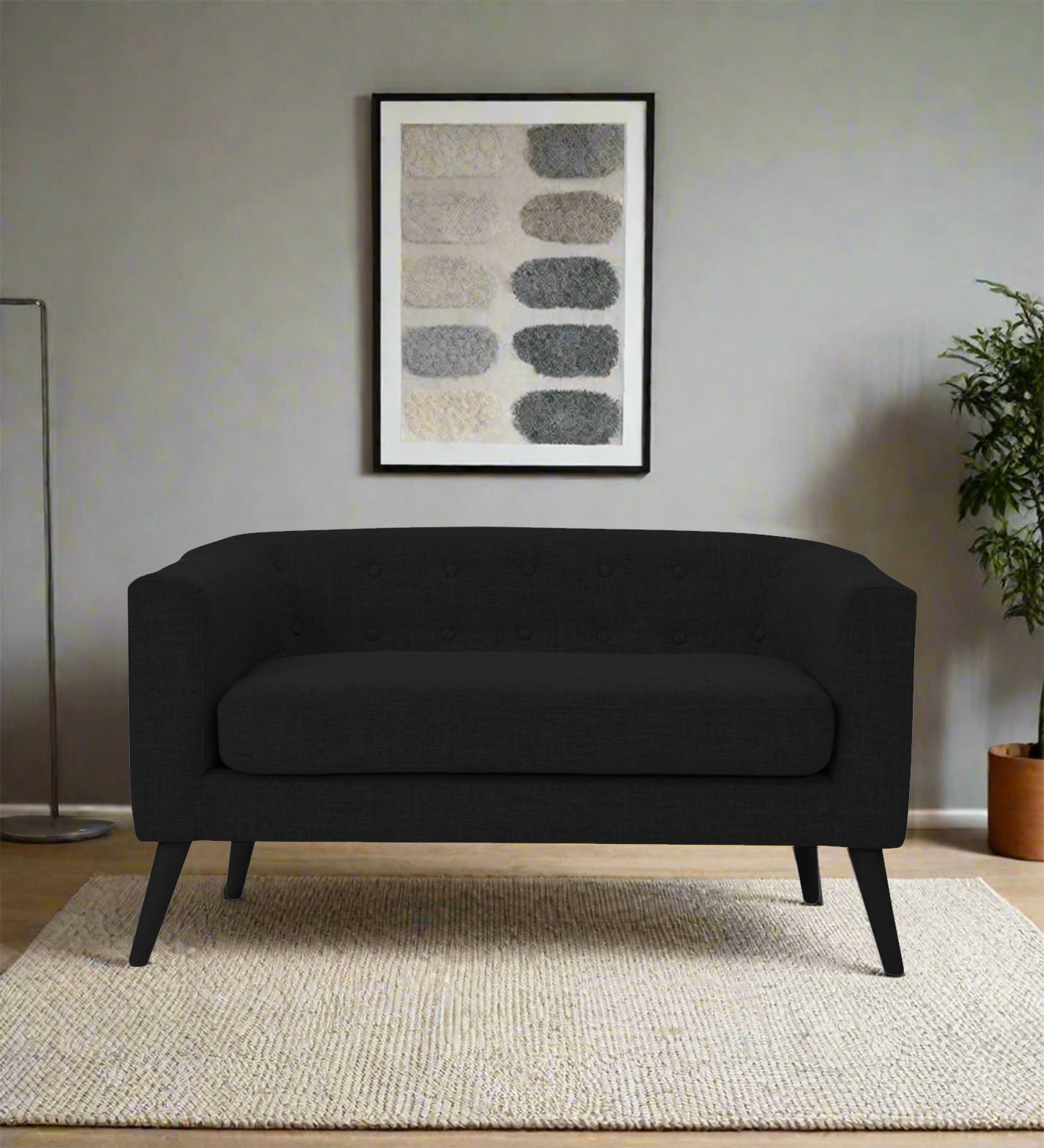 Casper Fabric 2 Seater Sofa In Zed Black Colour - Febonic Living