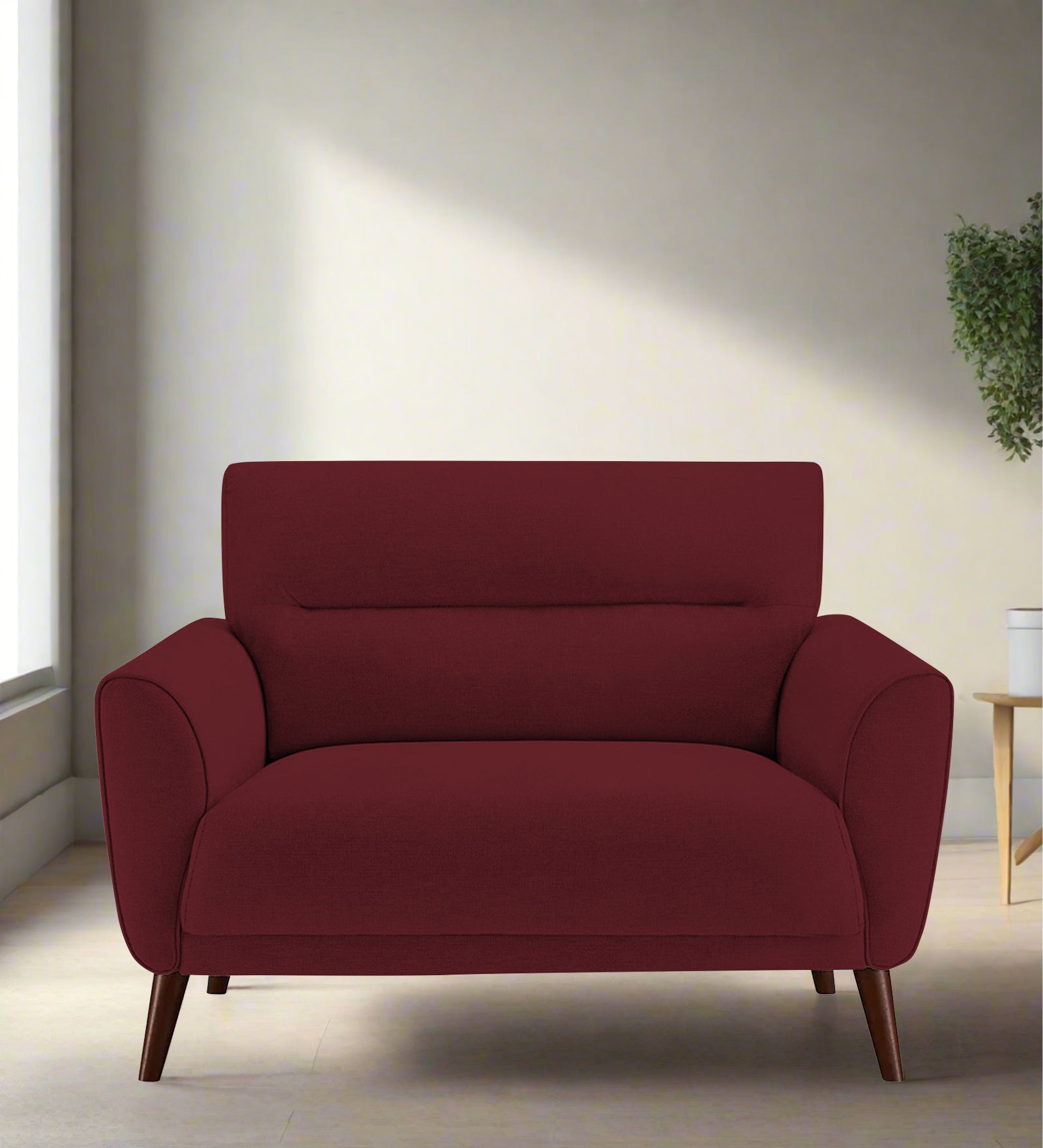 Castro Fabric 1 Seater Sofa In Blood Maroon Colour - Febonic Living
