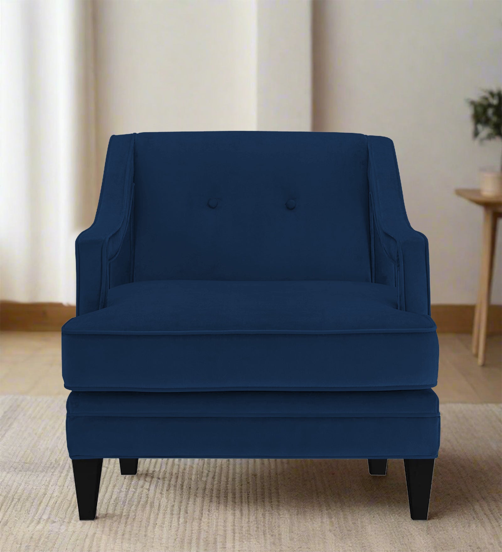 Daffy Velvet 1 Seater Sofa In Imperial Blue Colour - Febonic Living