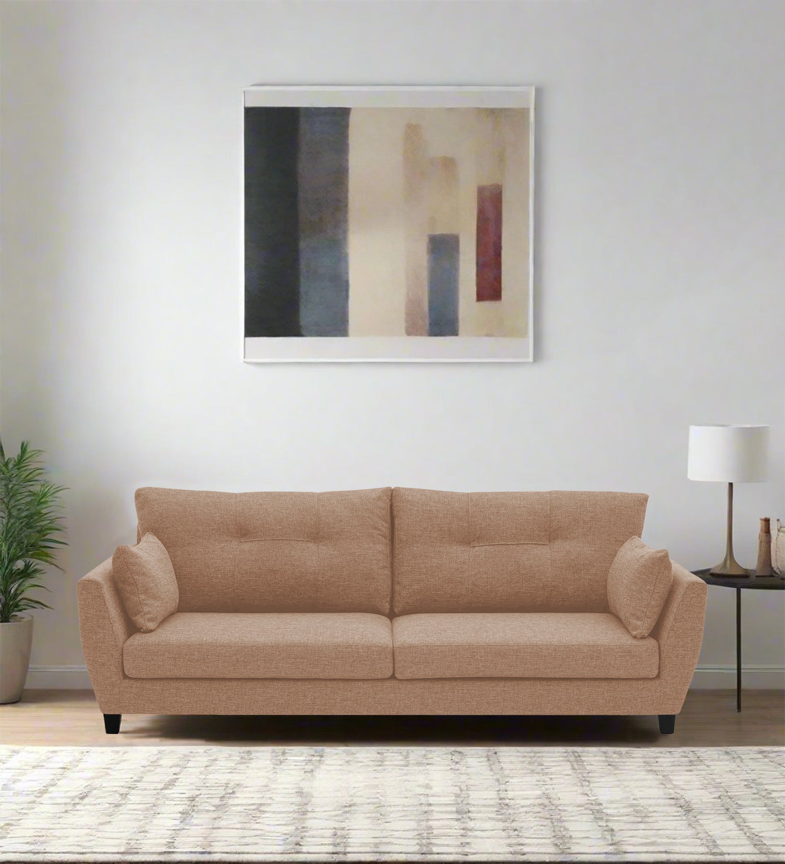 Mario Fabric 3 Seater Sofa In Cosmic Beige Colour - Febonic Living