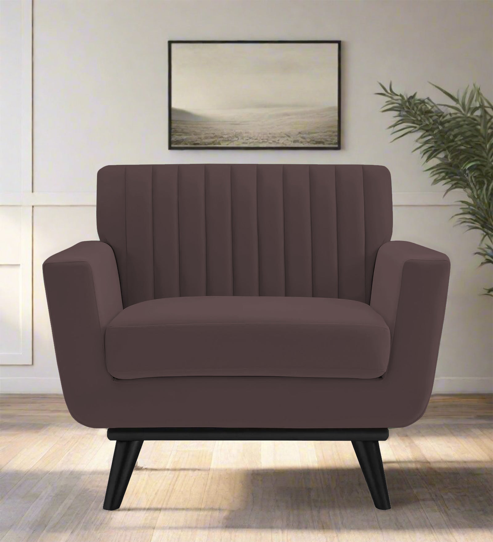 Tucker Velvet 1 Seater Sofa In Mocha Brown Colour - Febonic Living