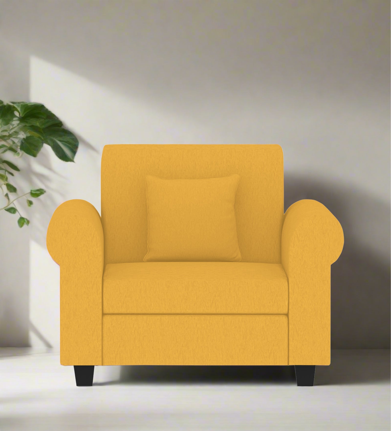 Derado Fabric 1 Seater Sofa In Bold Yellow Colour - Febonic Living