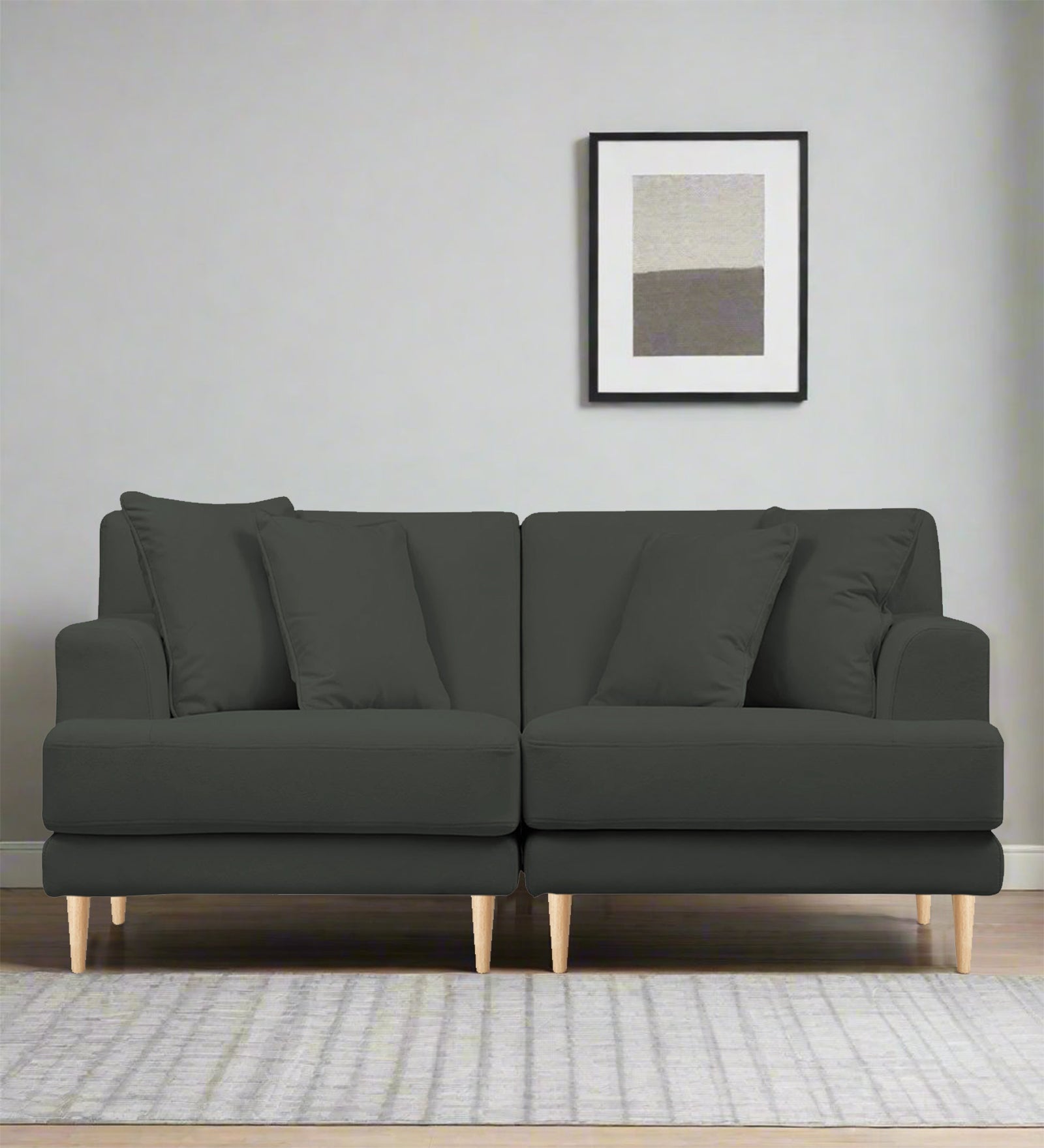Woody Fabric 2 Seater Sofa In I-Land Green Colour - Febonic Living