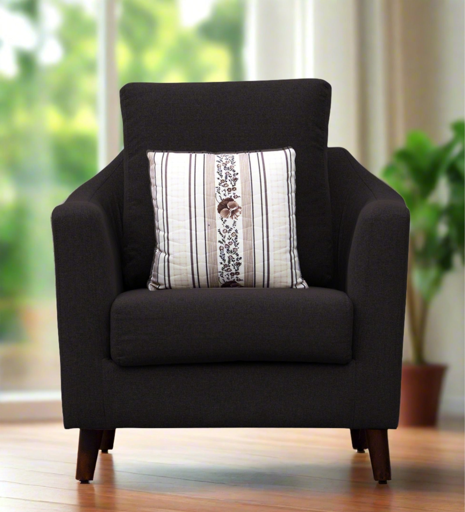 Kevin Fabric 1 Seater Sofa In Cara Brown Colour - Febonic Living