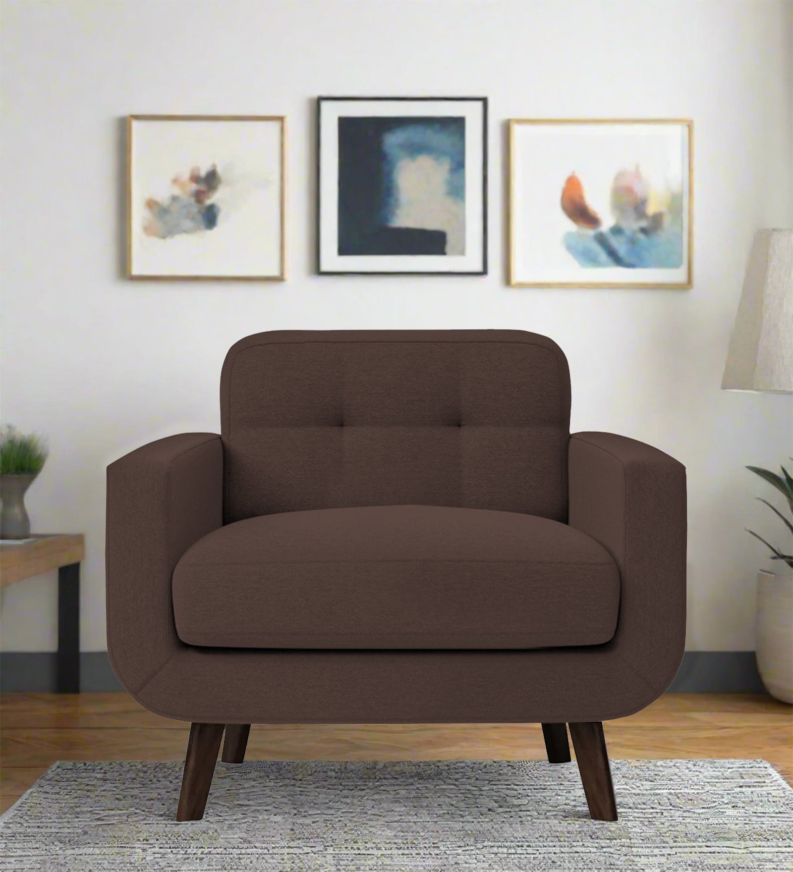 Marsela Fabric 1 Seater Sofa In Caramel Brown Colour - Febonic Living