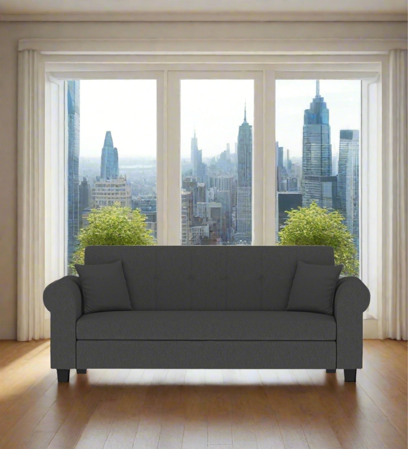 Derado Fabric 3 Seater Sofa In Charcoal Grey Colour - Febonic Living
