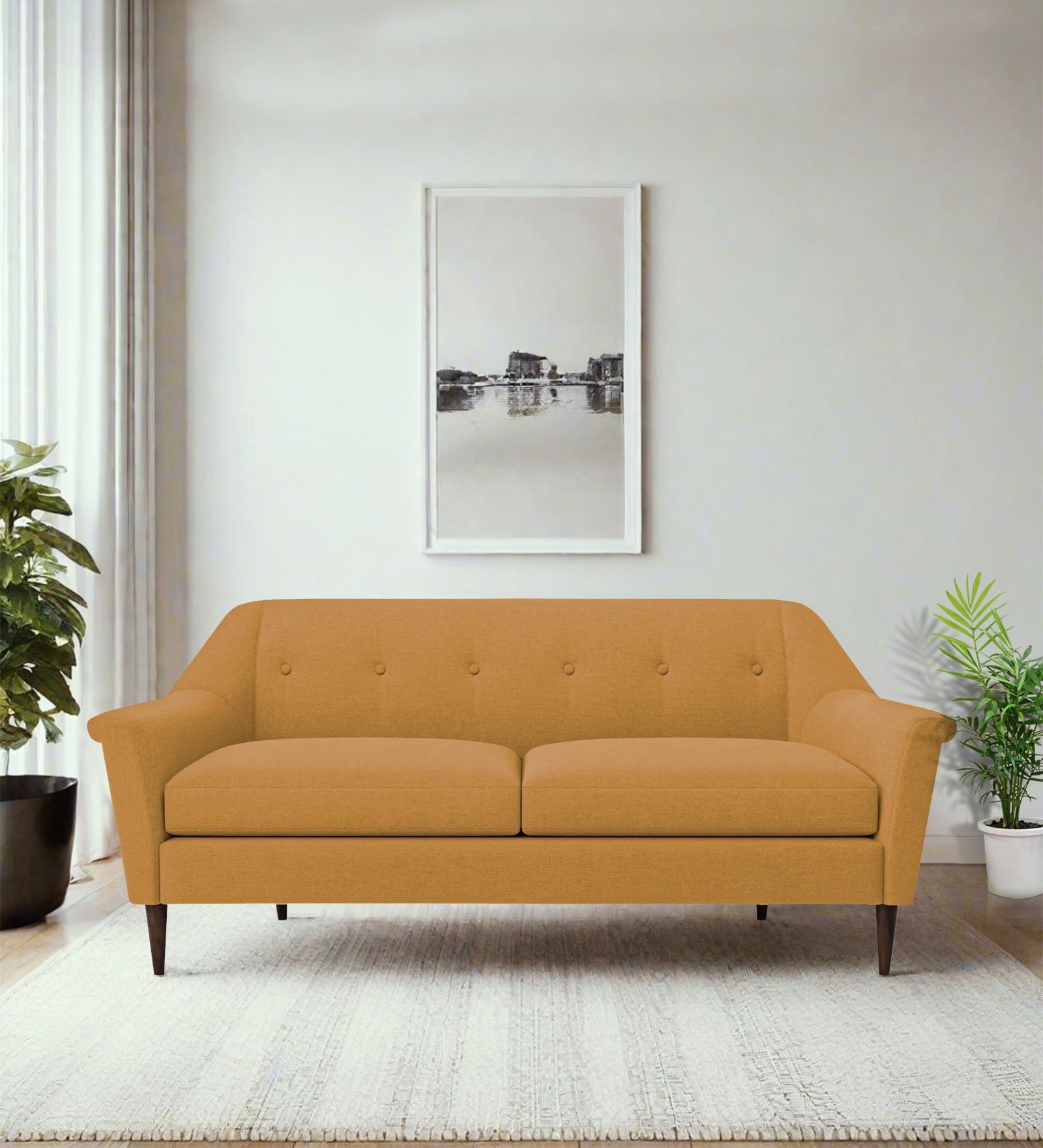 Homer Fabric 3 Seater Sofa In Corn Yellow Colour - Febonic Living