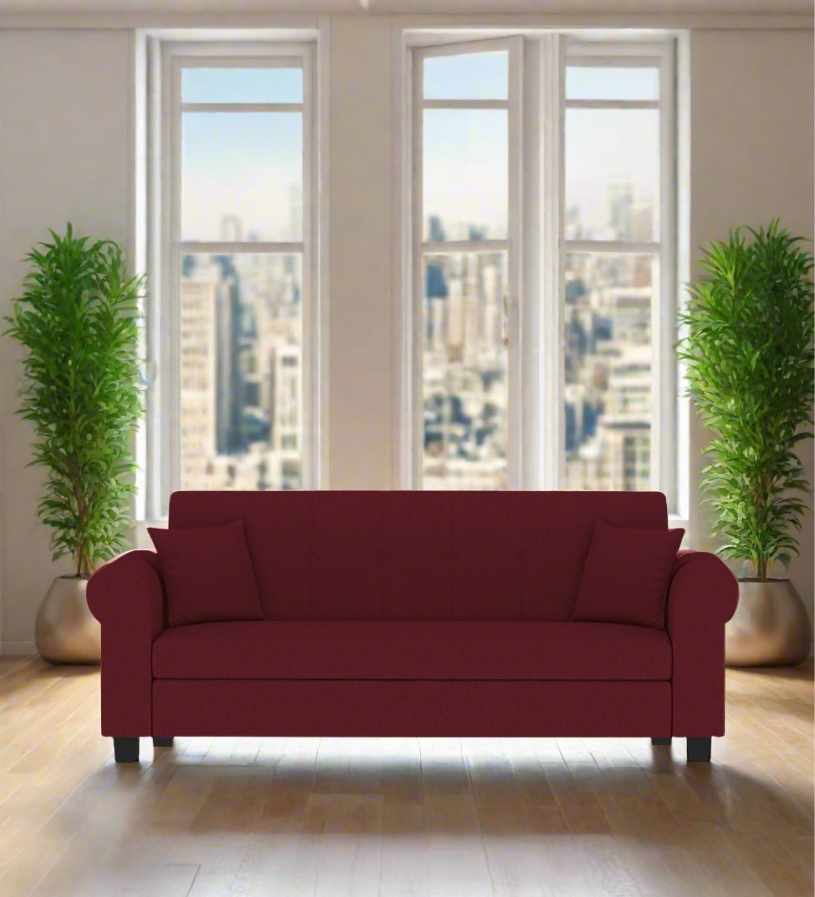 Derado Fabric 3 Seater Sofa In Blood Maroon Colour - Febonic Living