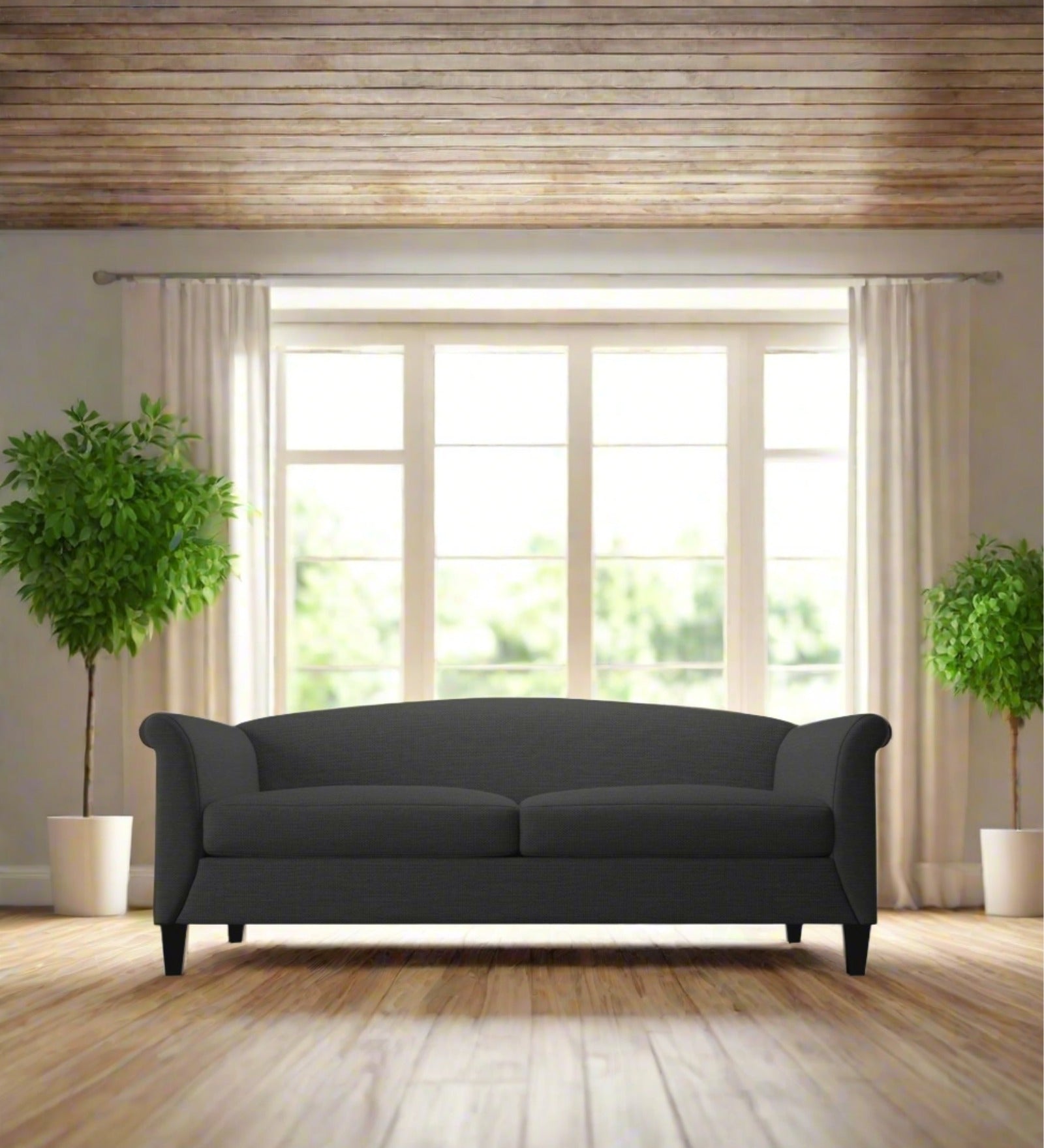 Kimber Fabric 3 Seater Sofa In Charcoal Grey Colour - Febonic Living