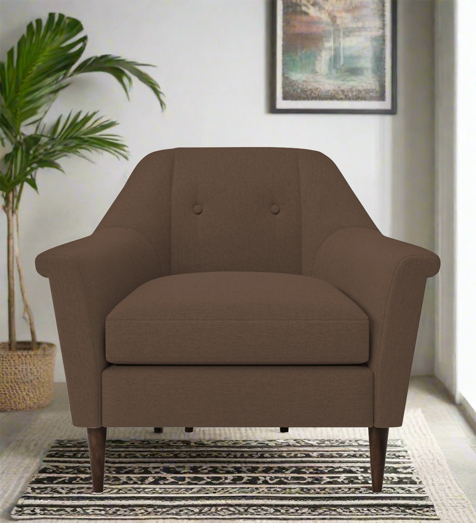 Homer Fabric 1 Seater Sofa In Rosy Brown Colour - Febonic Living