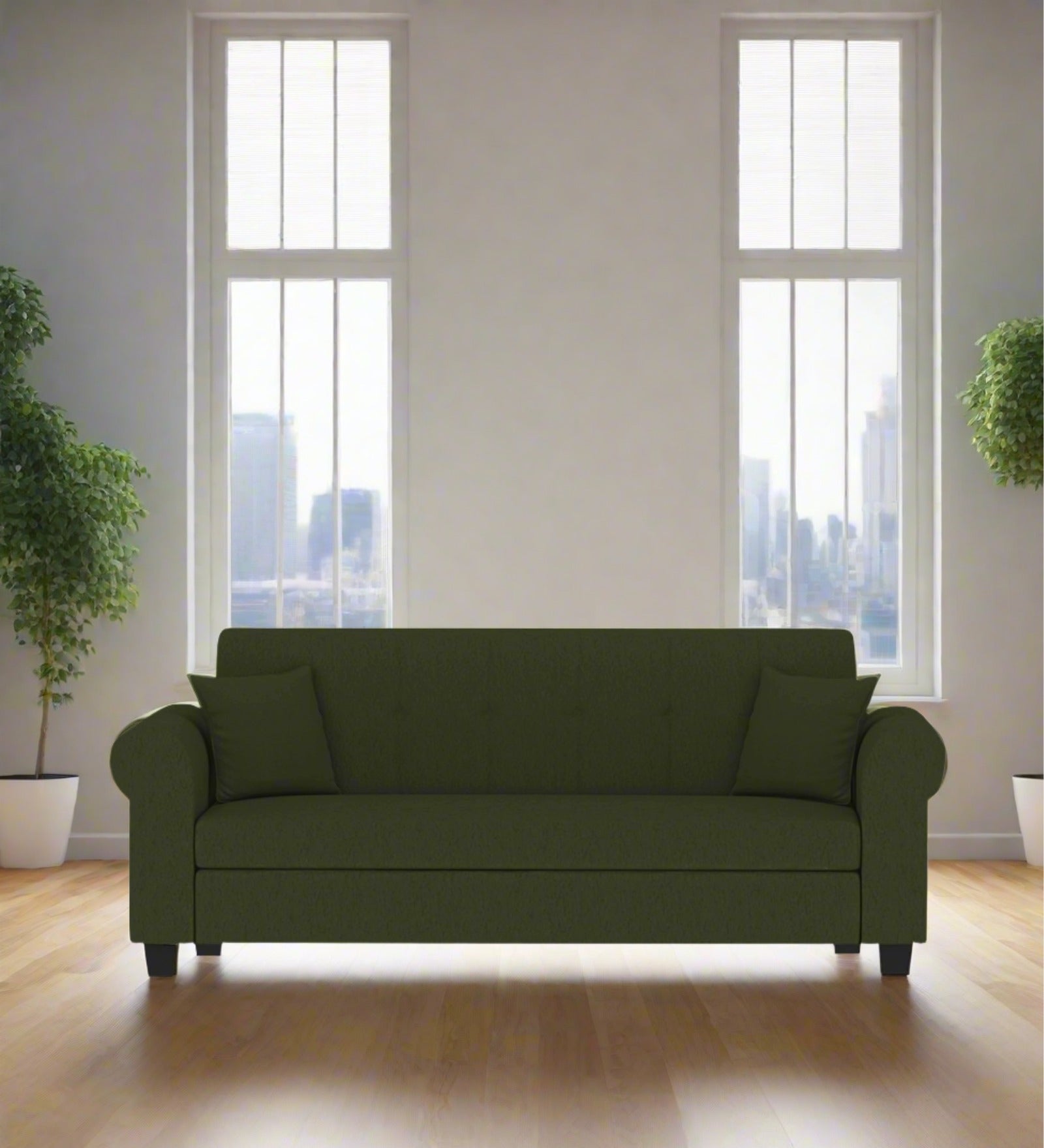 Derado Fabric 3 Seater Sofa In Olive Green Colour - Febonic Living