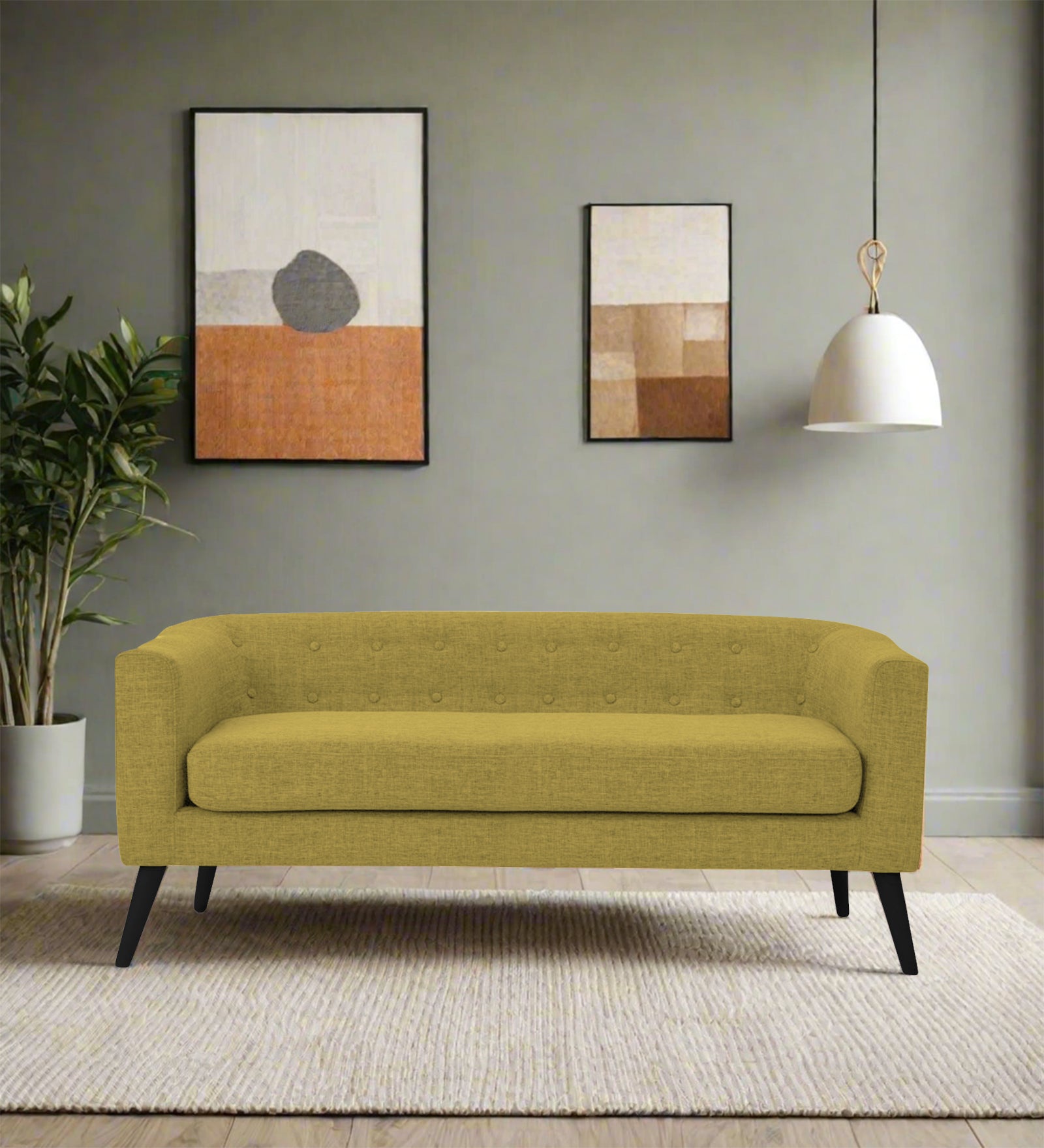 Casper Fabric 3 Seater Sofa In Parrot Green Colour - Febonic Living