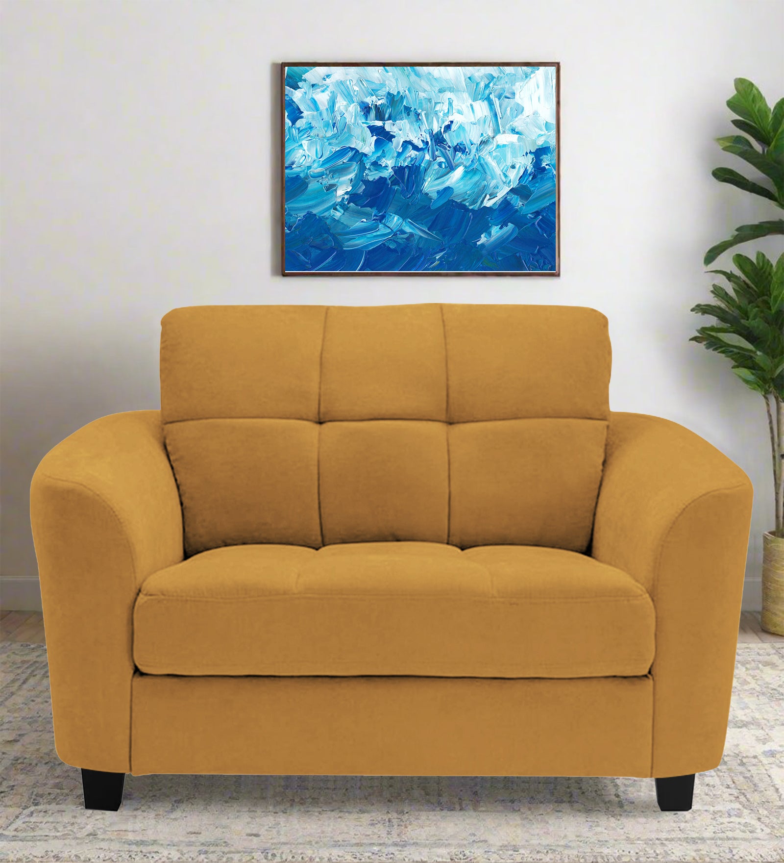 Mulan Fabric 1 Seater Sofa In Corn Yellow Colour - Febonic Living