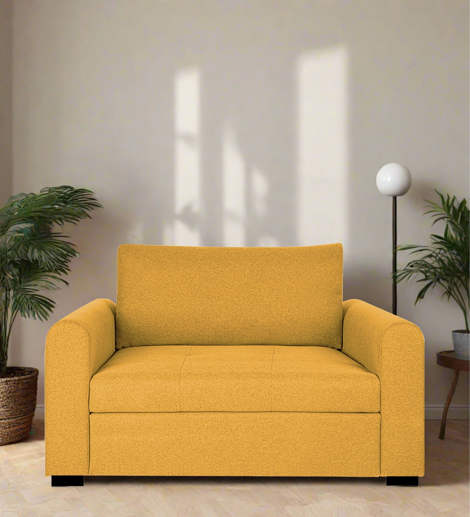 Sigma Fabric 1 Seater Sofa In Bold Yellow Colour - Febonic Living