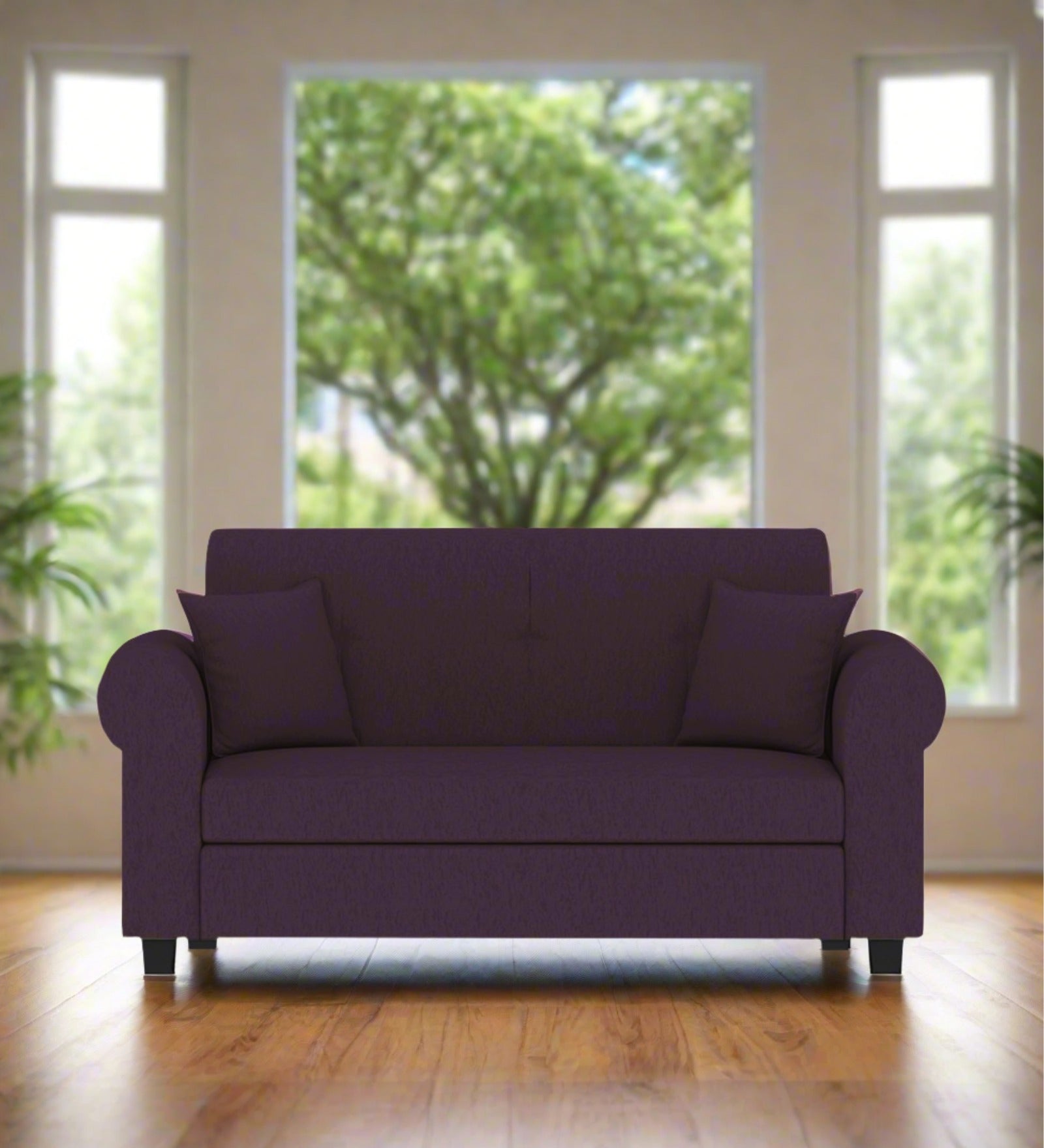 Derado Fabric 2 Seater Sofa In Greek Purple Colour - Febonic Living
