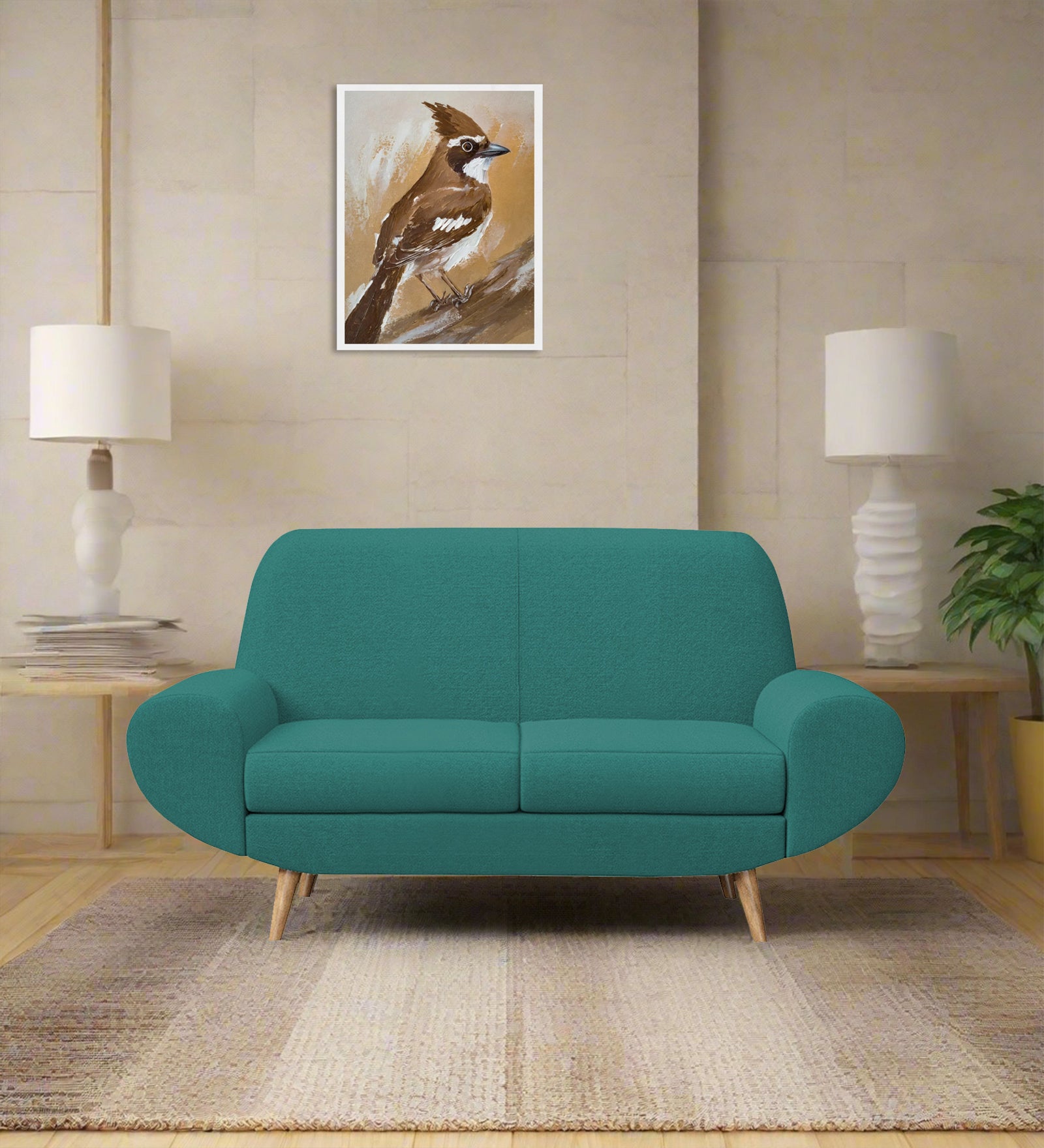 Jessy Fabric 2 Seater Sofa In Sea Green Colour - Febonic Living
