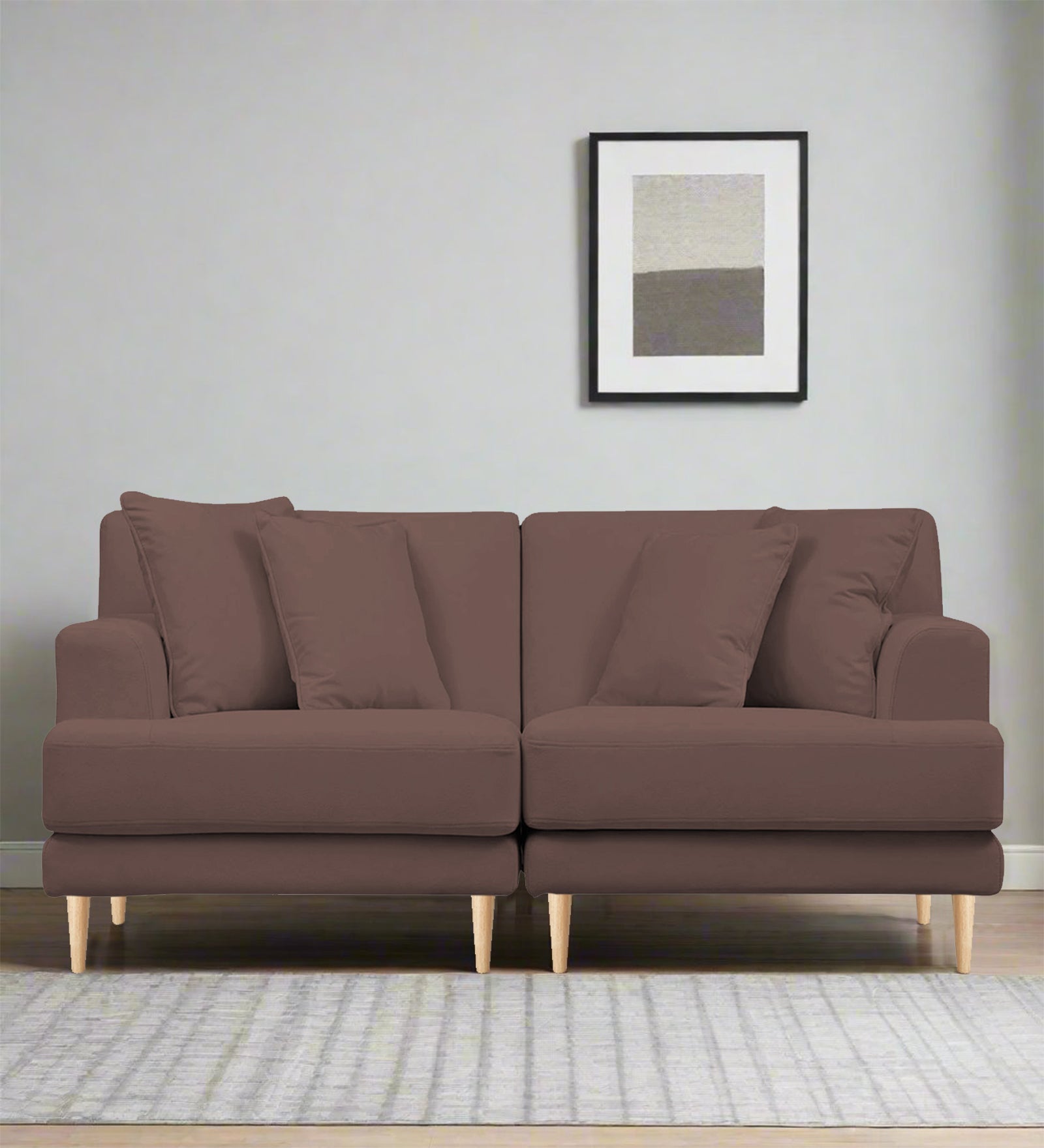 Woody Fabric 2 Seater Sofa In Berry Wine Colour - Febonic Living