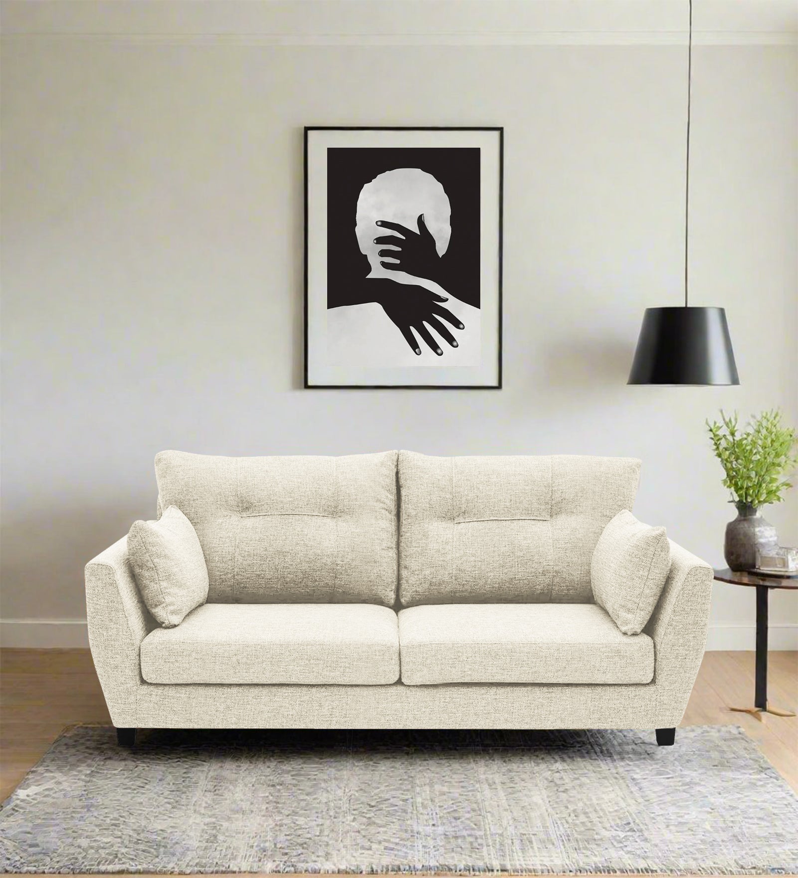 Mario Fabric 2 Seater Sofa In Ivory Cream Colour - Febonic Living