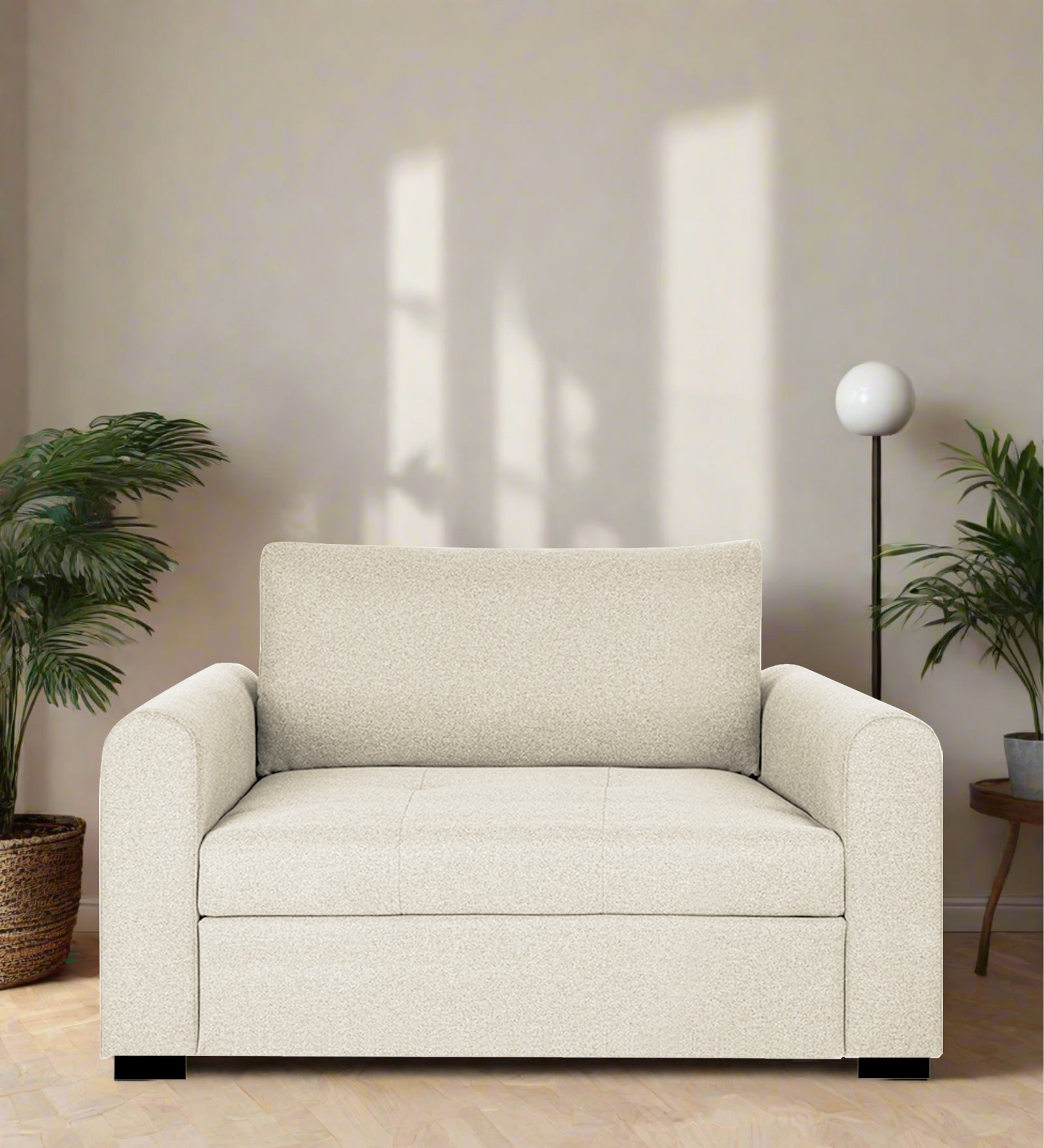 Sigma Fabric 1 Seater Sofa In Ivory Cream Colour - Febonic Living