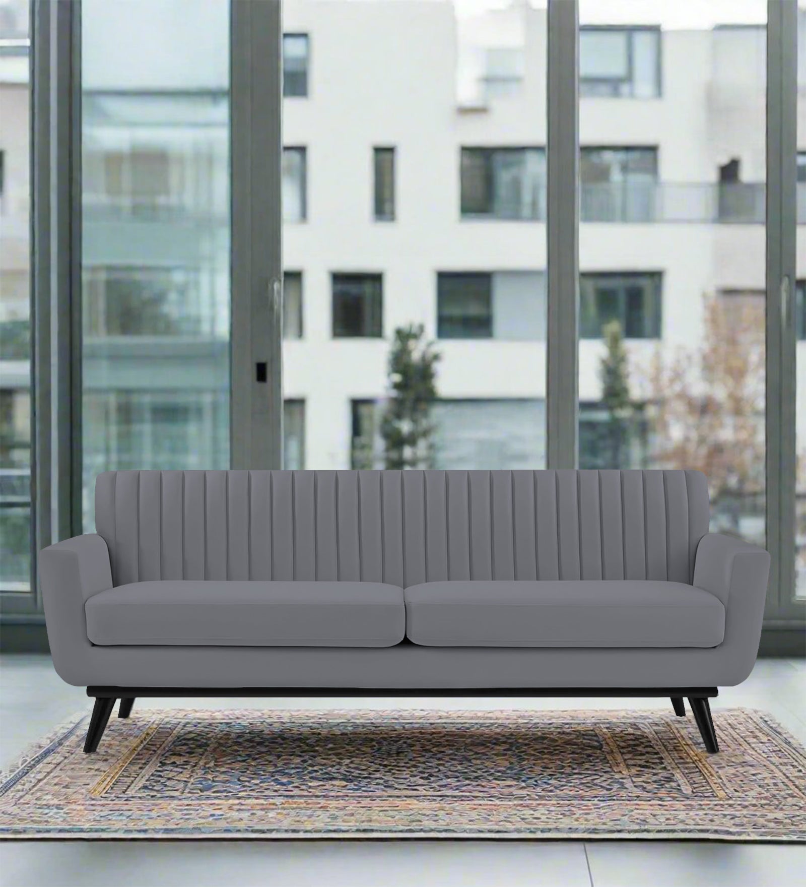 Tucker Velvet 3 Seater Sofa In Pubble Grey Colour - Febonic Living