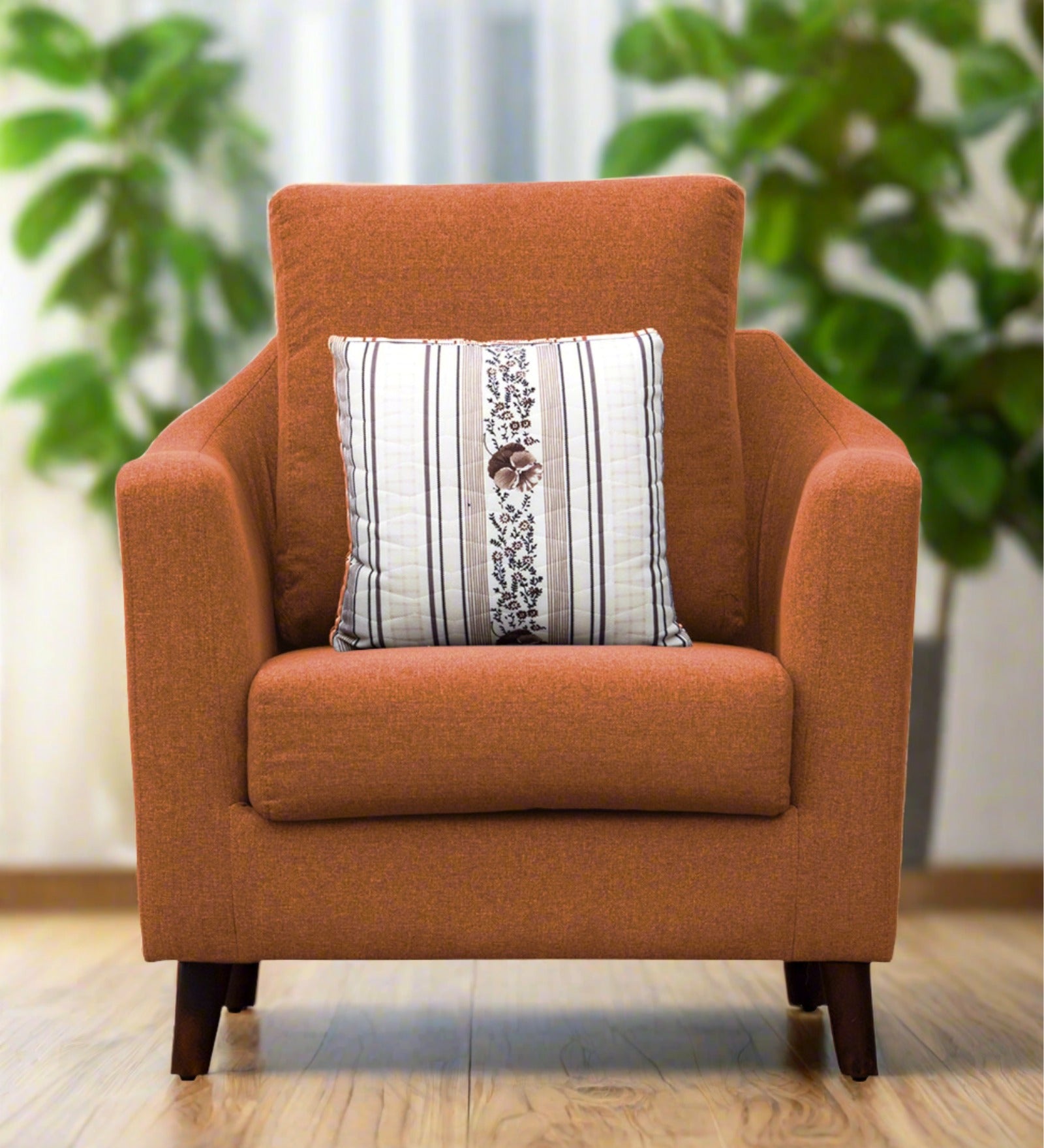 Kevin Fabric 1 Seater Sofa In Vivid Orange Colour - Febonic Living