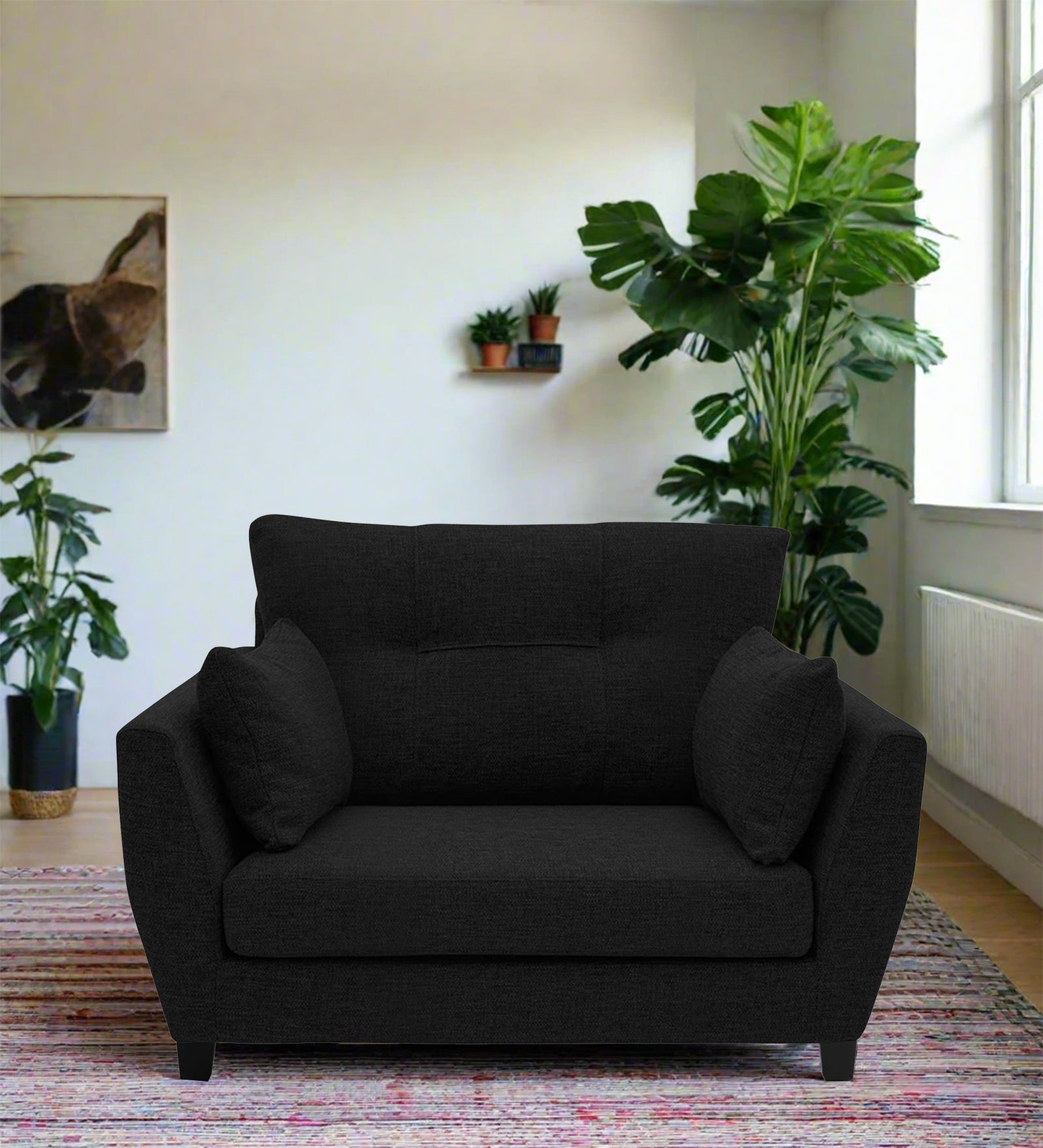 Mario Fabric 1 Seater Sofa In Zed Black Colour - Febonic Living