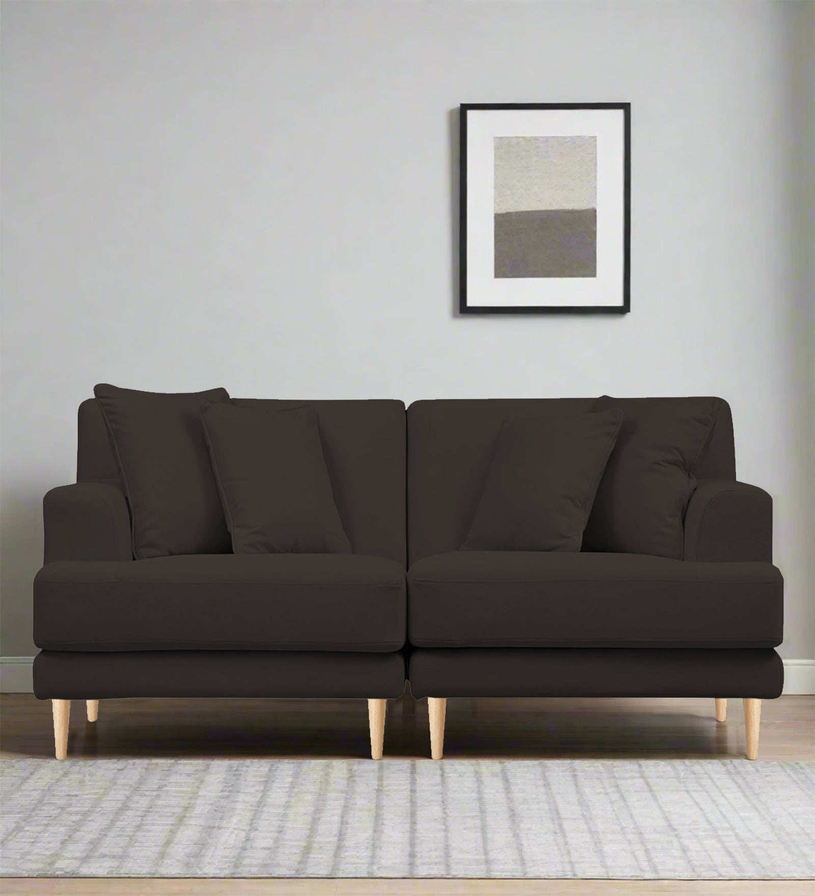 Woody Fabric 2 Seater Sofa In Coal Brown Colour - Febonic Living