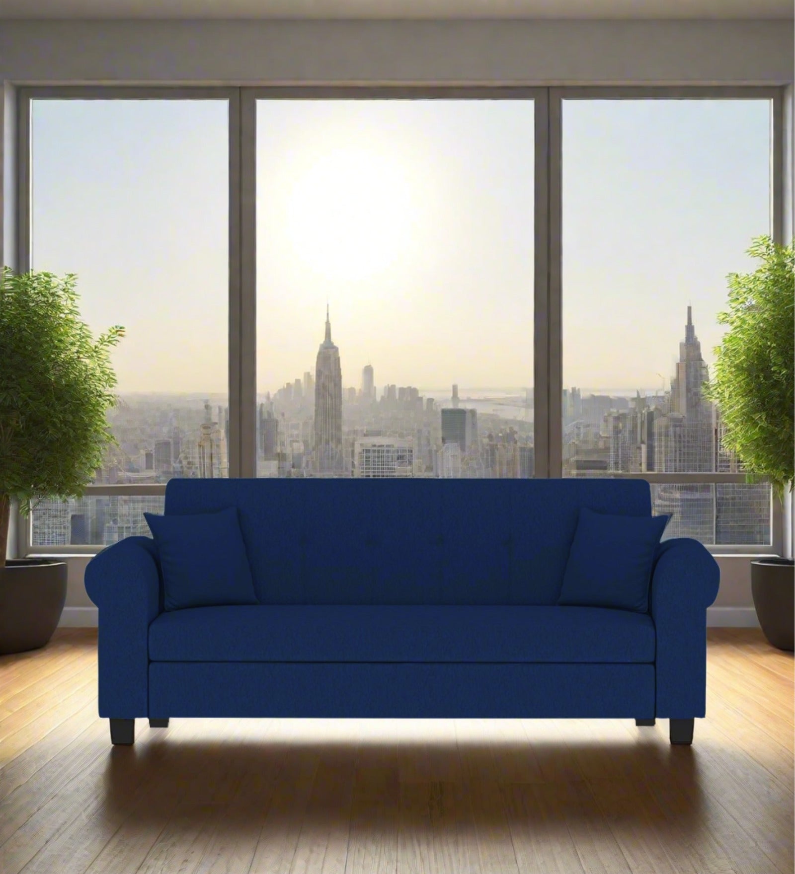 Derado Fabric 3 Seater Sofa In Royal Blue Colour - Febonic Living