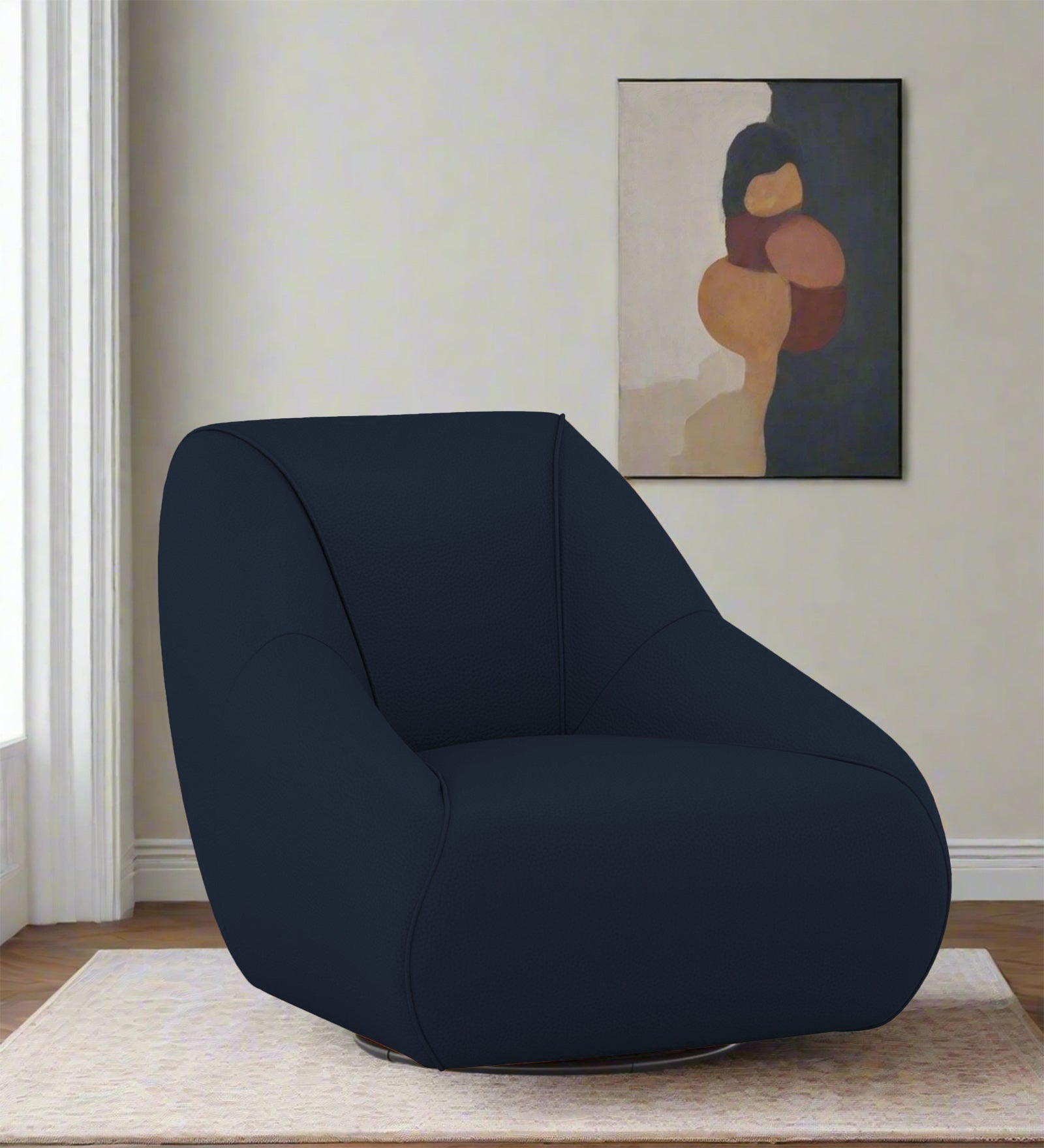 Willow Swivel Leatherette Chair - Berry Blue by Febonic Living