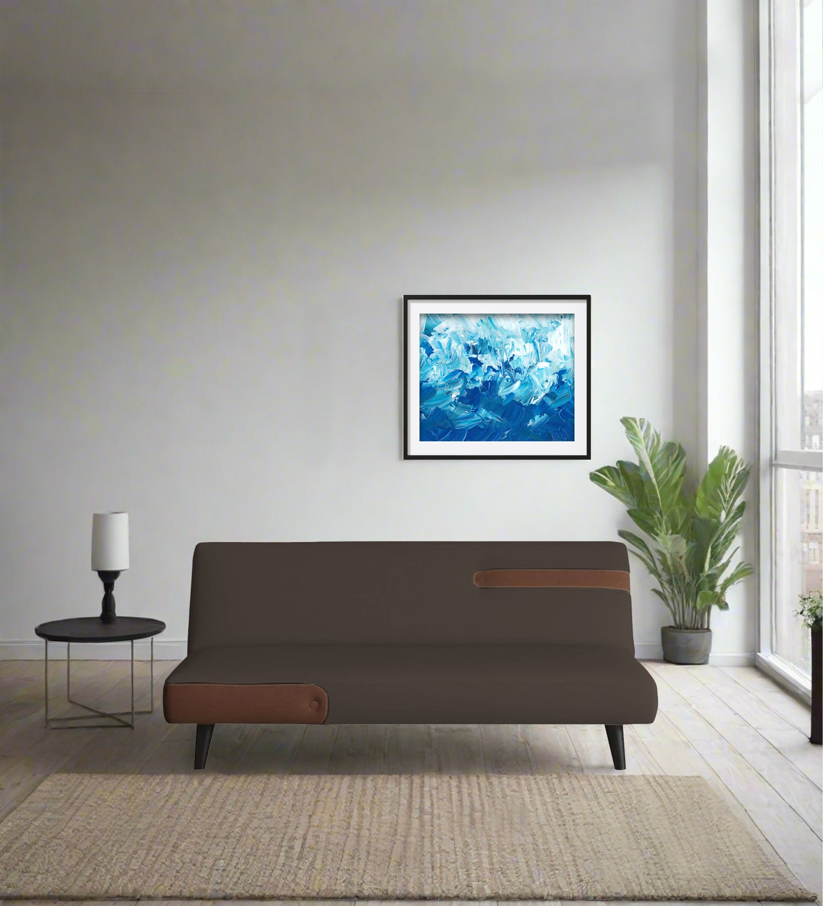 Vedan Fabric 3 Seater Convertible Sofa Cum Bed In Caspa Brown Colour - Febonic Living