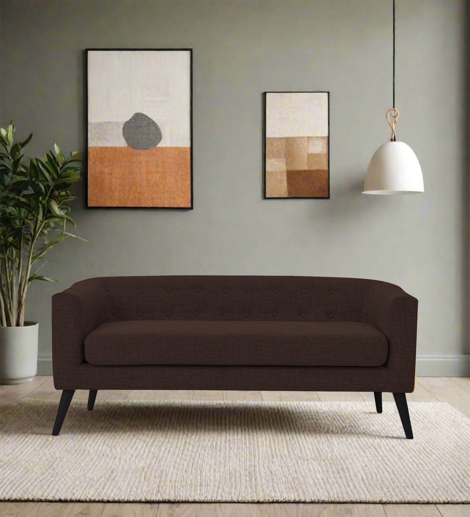 Casper Fabric 3 Seater Sofa In Coffee Brown Colour - Febonic Living