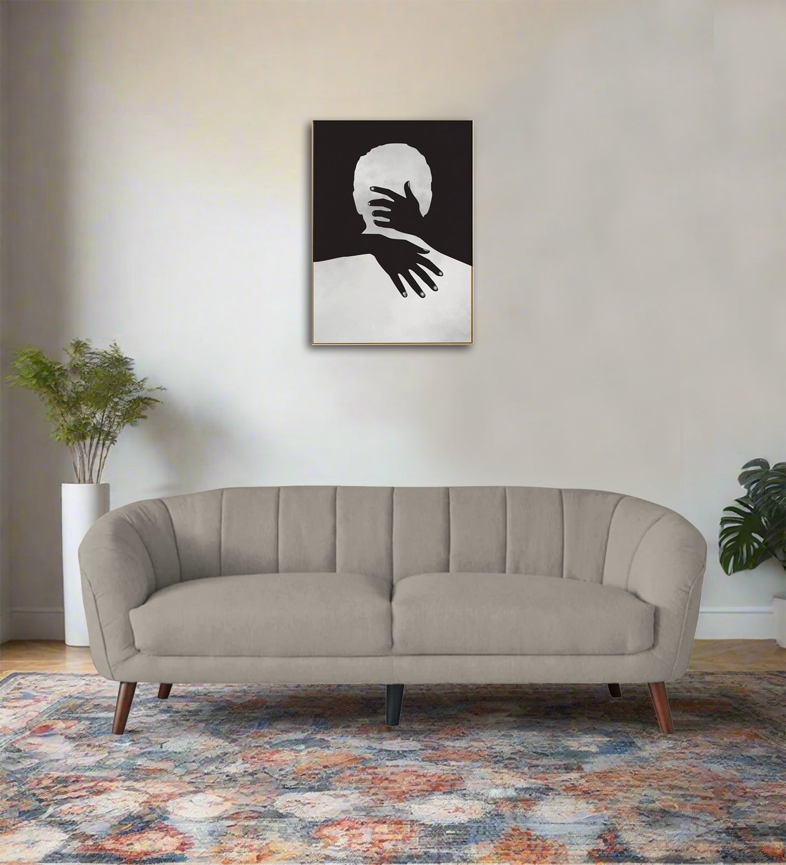 Benjamin Fabric 3 Seater Sofa In Ash Grey Colour - Febonic Living