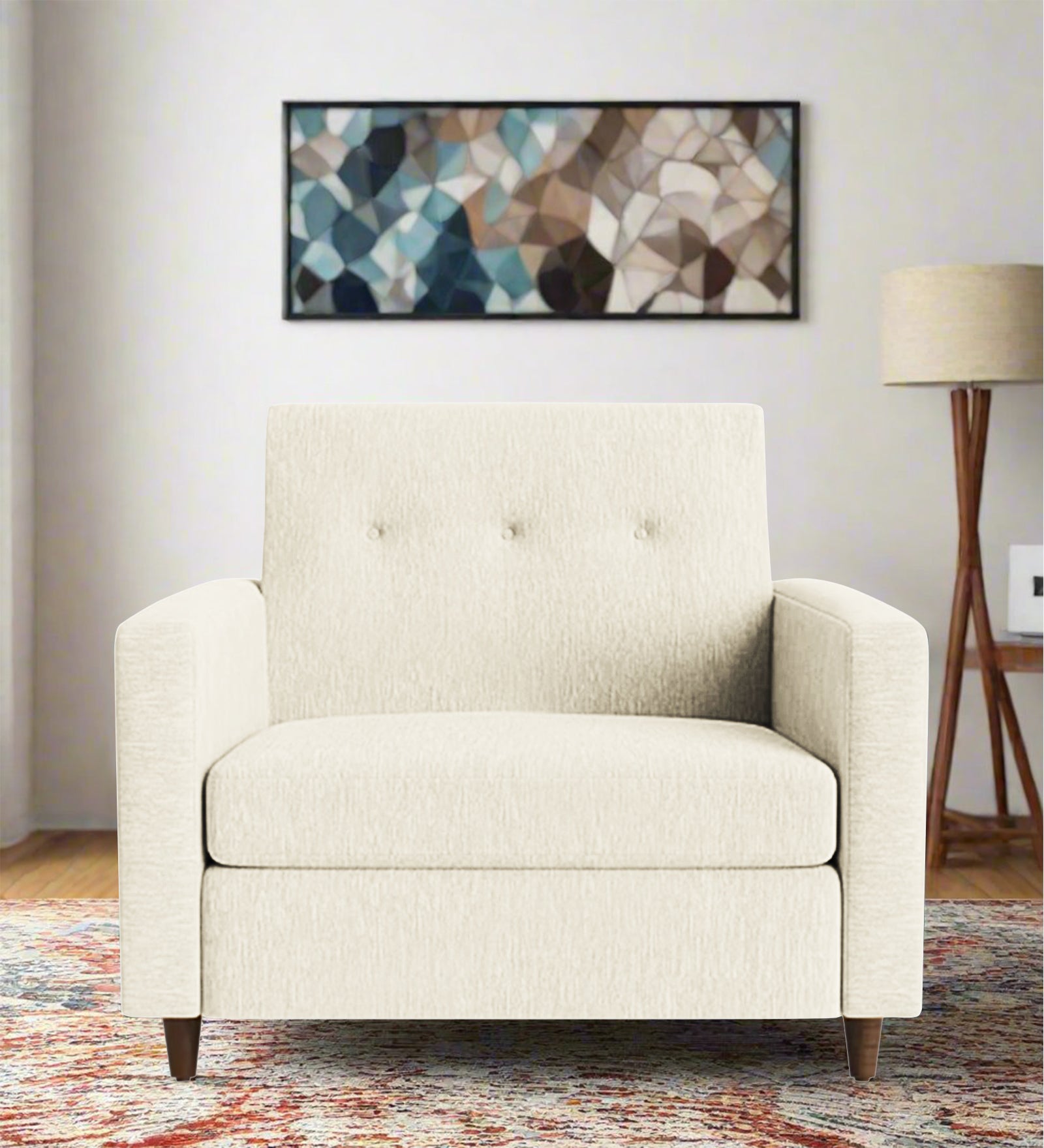Timon Fabric 1 Seater Sofa In Ivory Cream Colour - Febonic Living