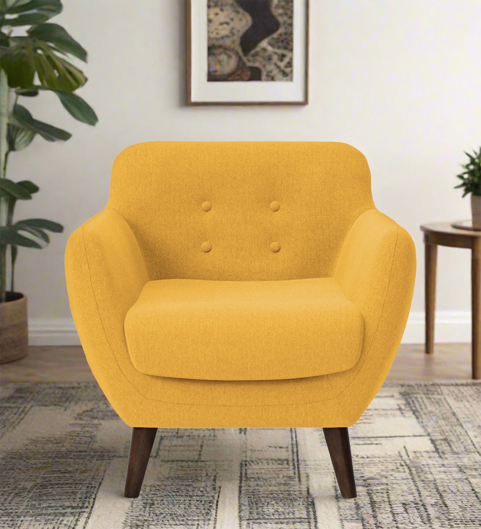 Goofy Fabric 1 Seater Sofa In Bold Yellow Colour - Febonic Living