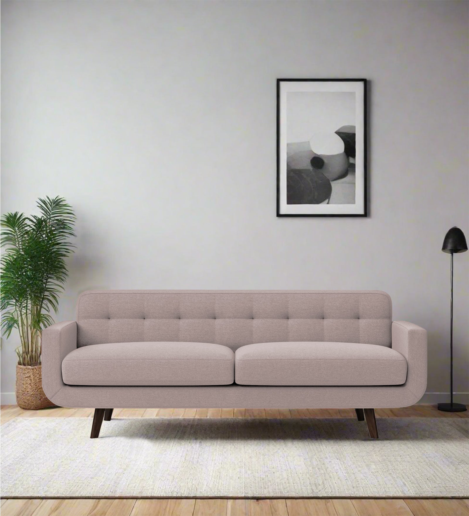 Marsela Fabric 3 Seater Sofa In Almond Beige Colour - Febonic Living