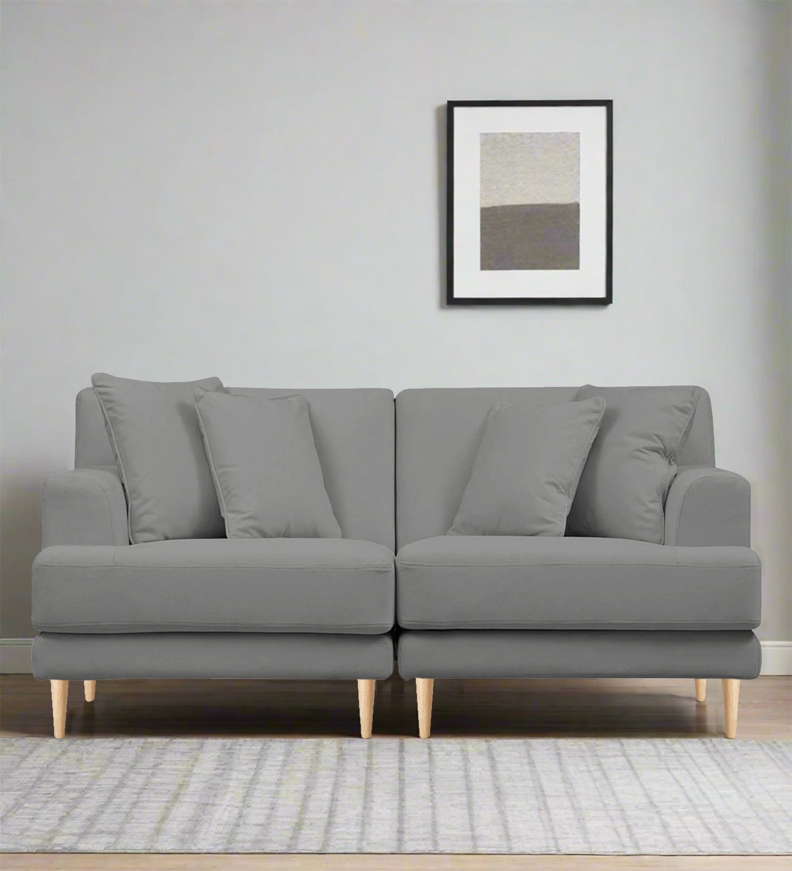Woody Fabric 2 Seater Sofa In Smoke Grey Colour - Febonic Living