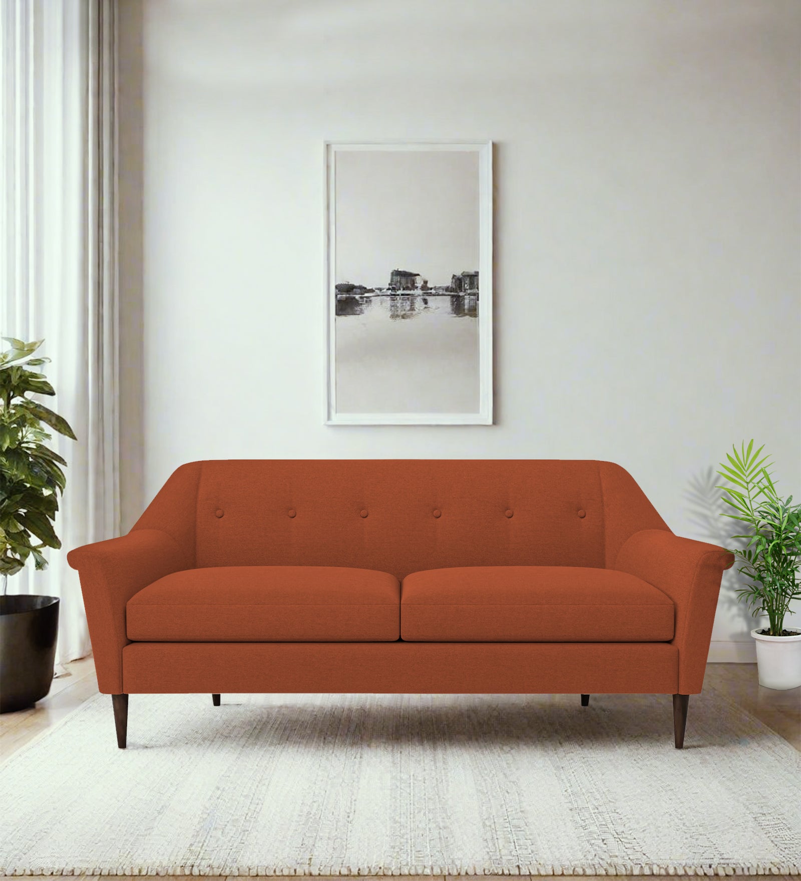 Homer Fabric 3 Seater Sofa In Royal Orange Colour - Febonic Living
