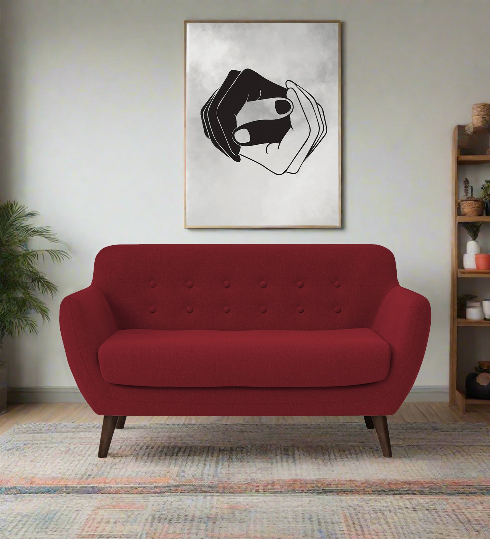 Goofy Fabric 2 Seater Sofa In Chilli Red Colour - Febonic Living