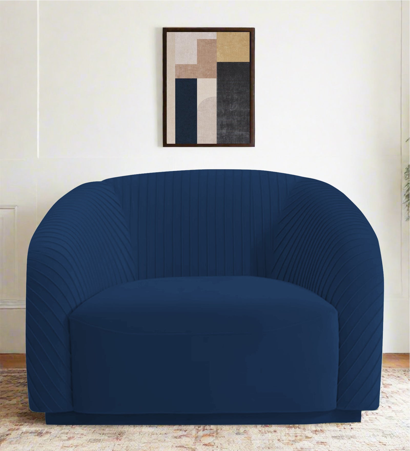Yara Velvet Fabric 1 Seater Sofa In Imperial Blue Colour - Febonic Living