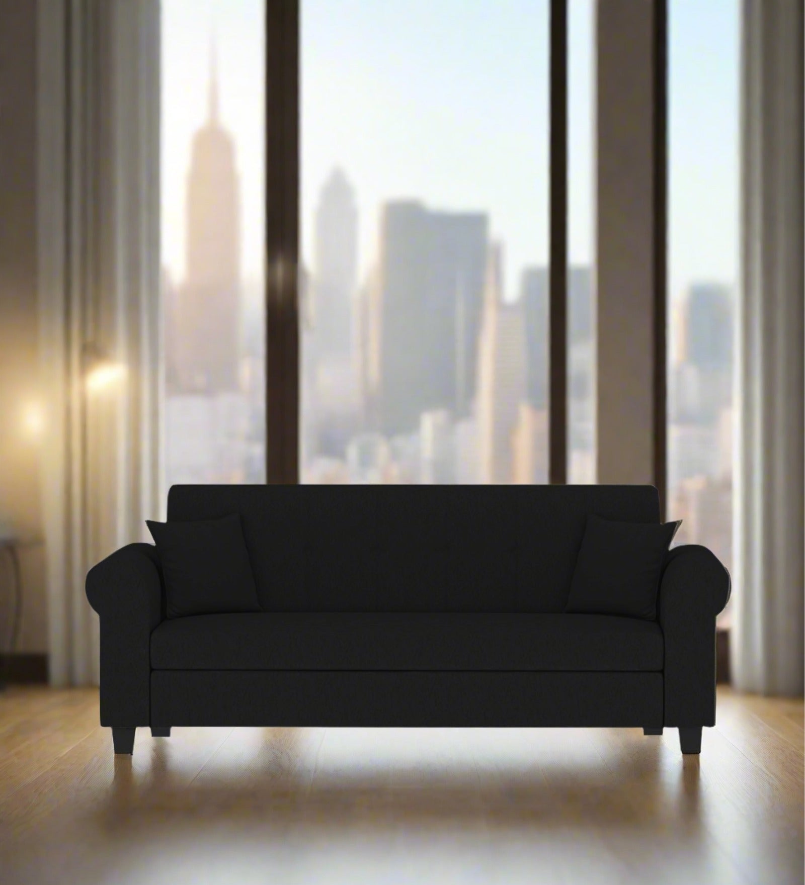 Derado Fabric 3 Seater Sofa In Zed Black Colour - Febonic Living