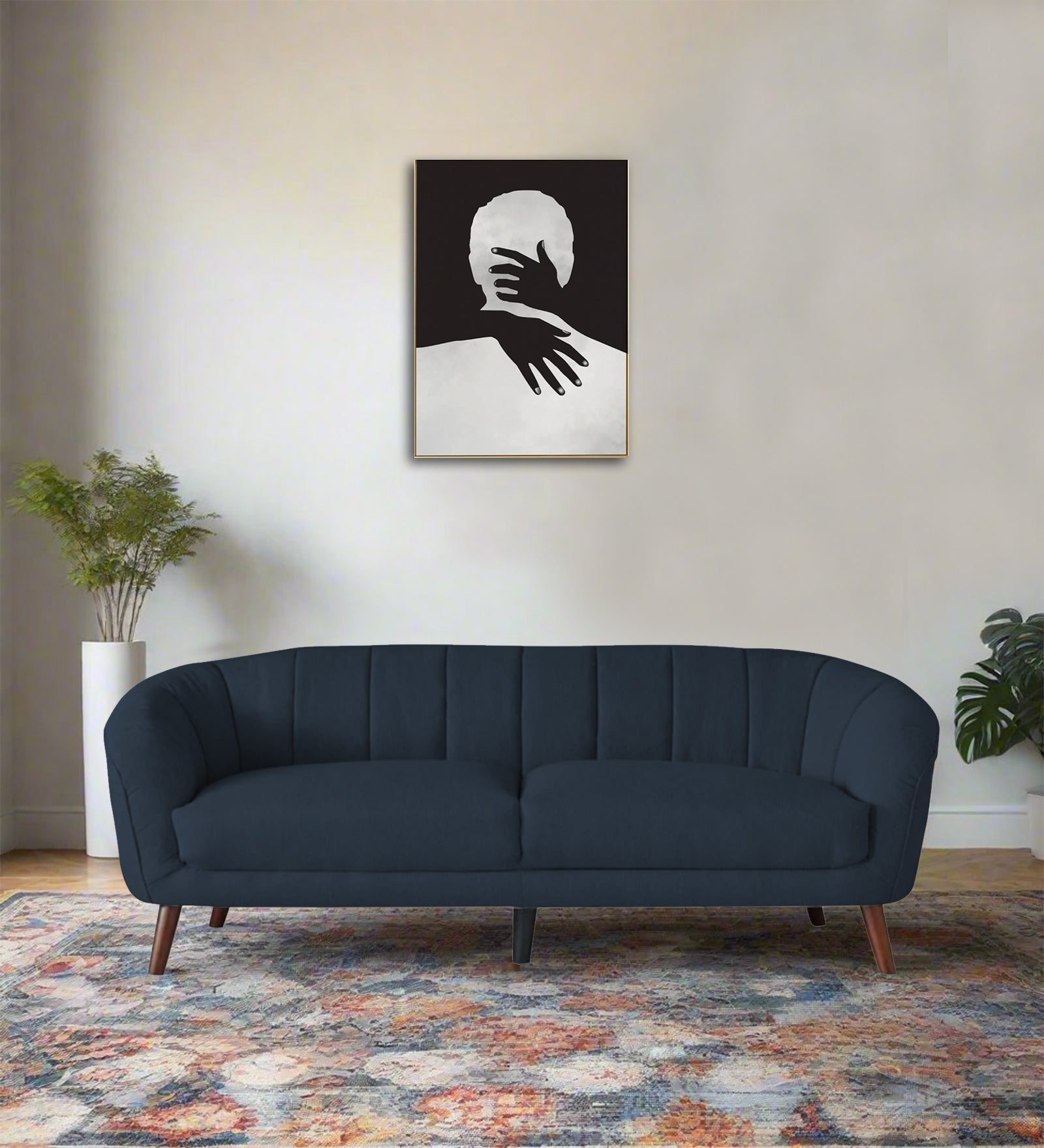 Benjamin Fabric 3 Seater Sofa In Denim Blue Colour - Febonic Living
