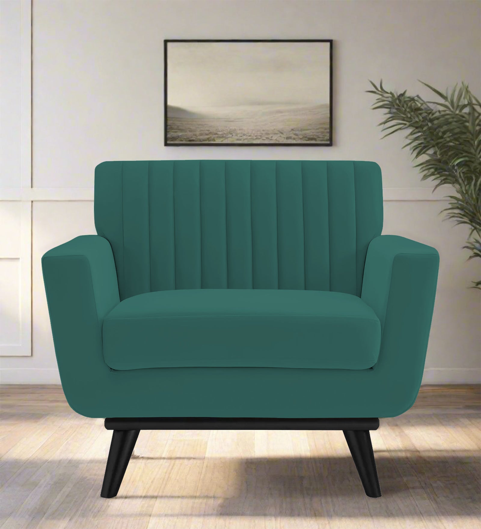 Tucker Velvet 1 Seater Sofa In Pine Green Colour - Febonic Living