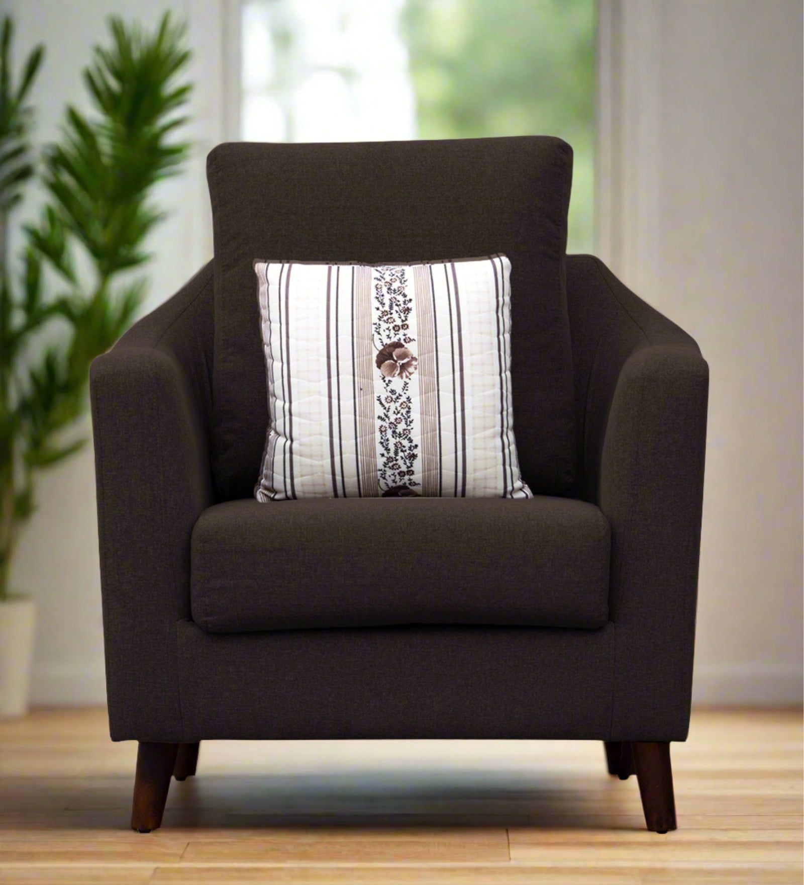 Kevin Fabric 1 Seater Sofa In Coffee Brown Colour - Febonic Living