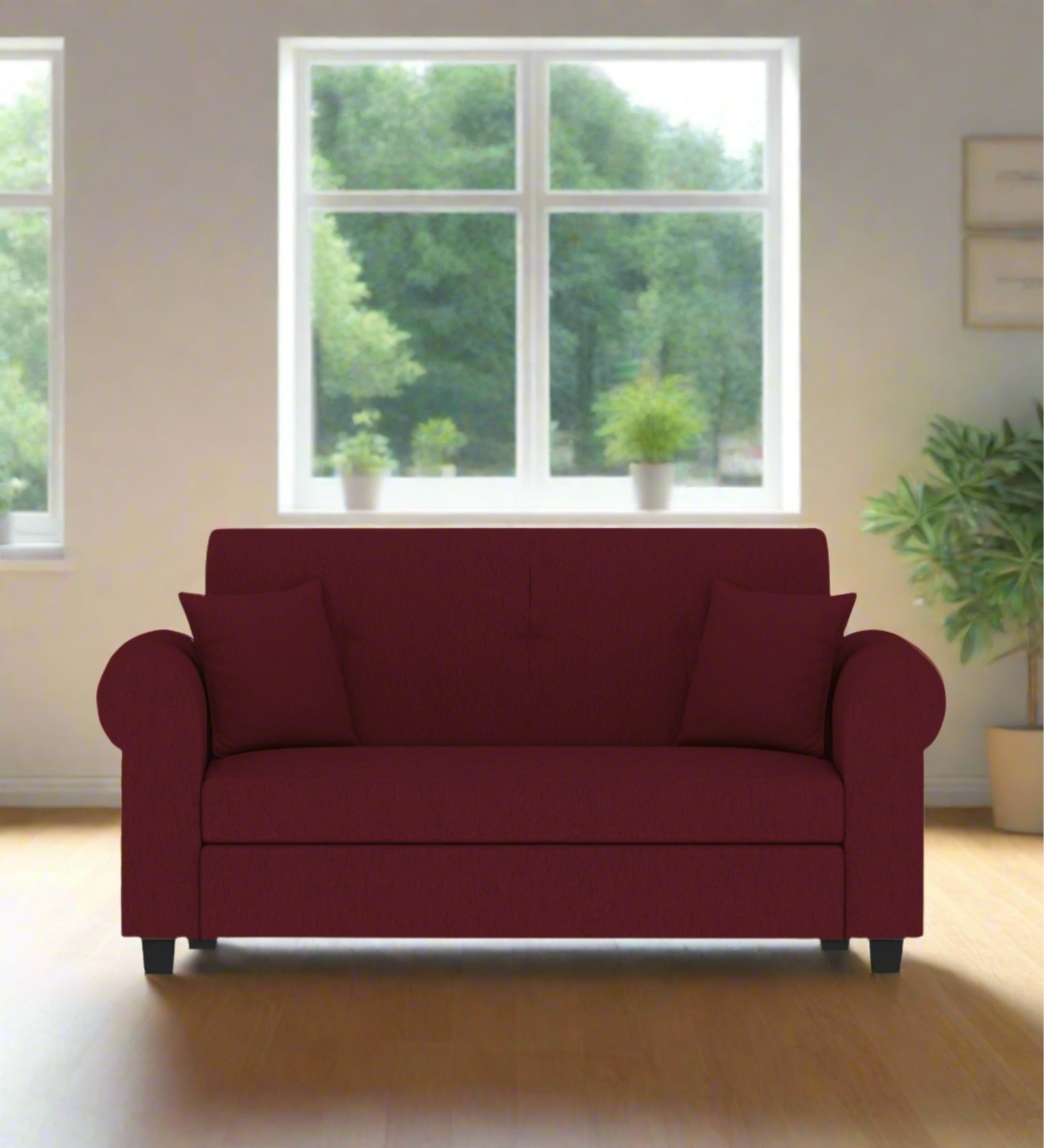 Derado Fabric 2 Seater Sofa In Blood Maroon Colour - Febonic Living