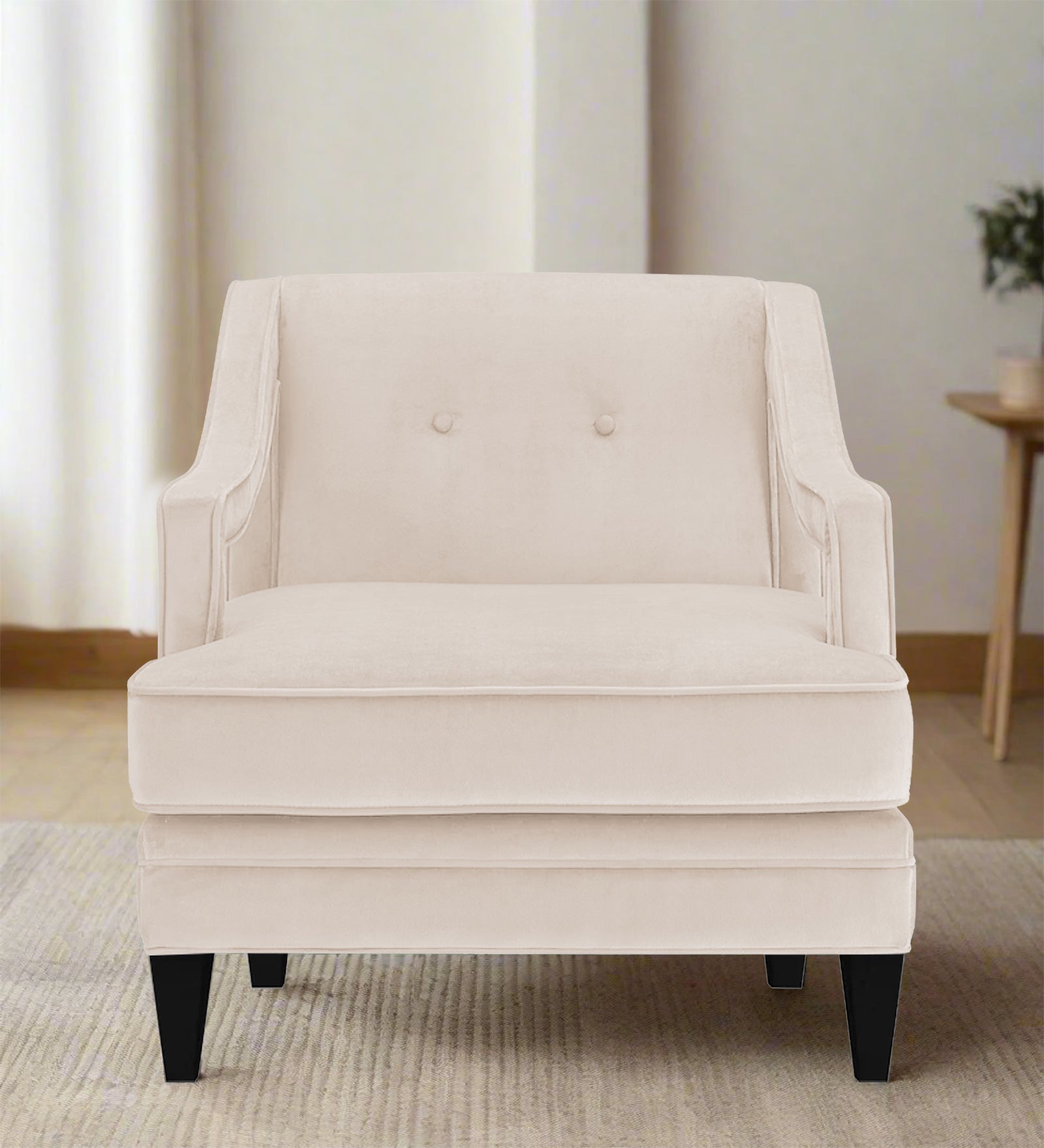 Daffy Velvet 1 Seater Sofa In Camel Beige Colour - Febonic Living