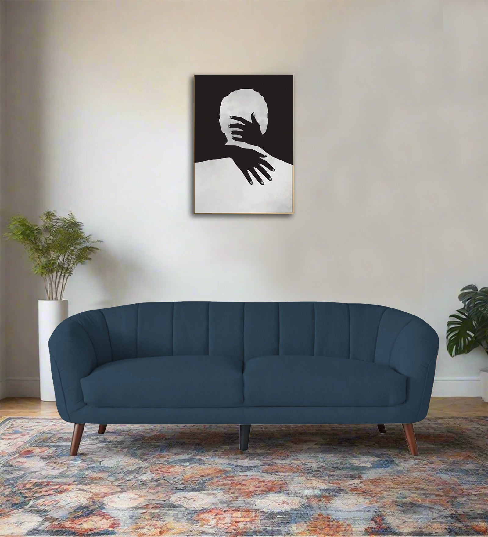 Benjamin Fabric 3 Seater Sofa In Light Blue Colour - Febonic Living