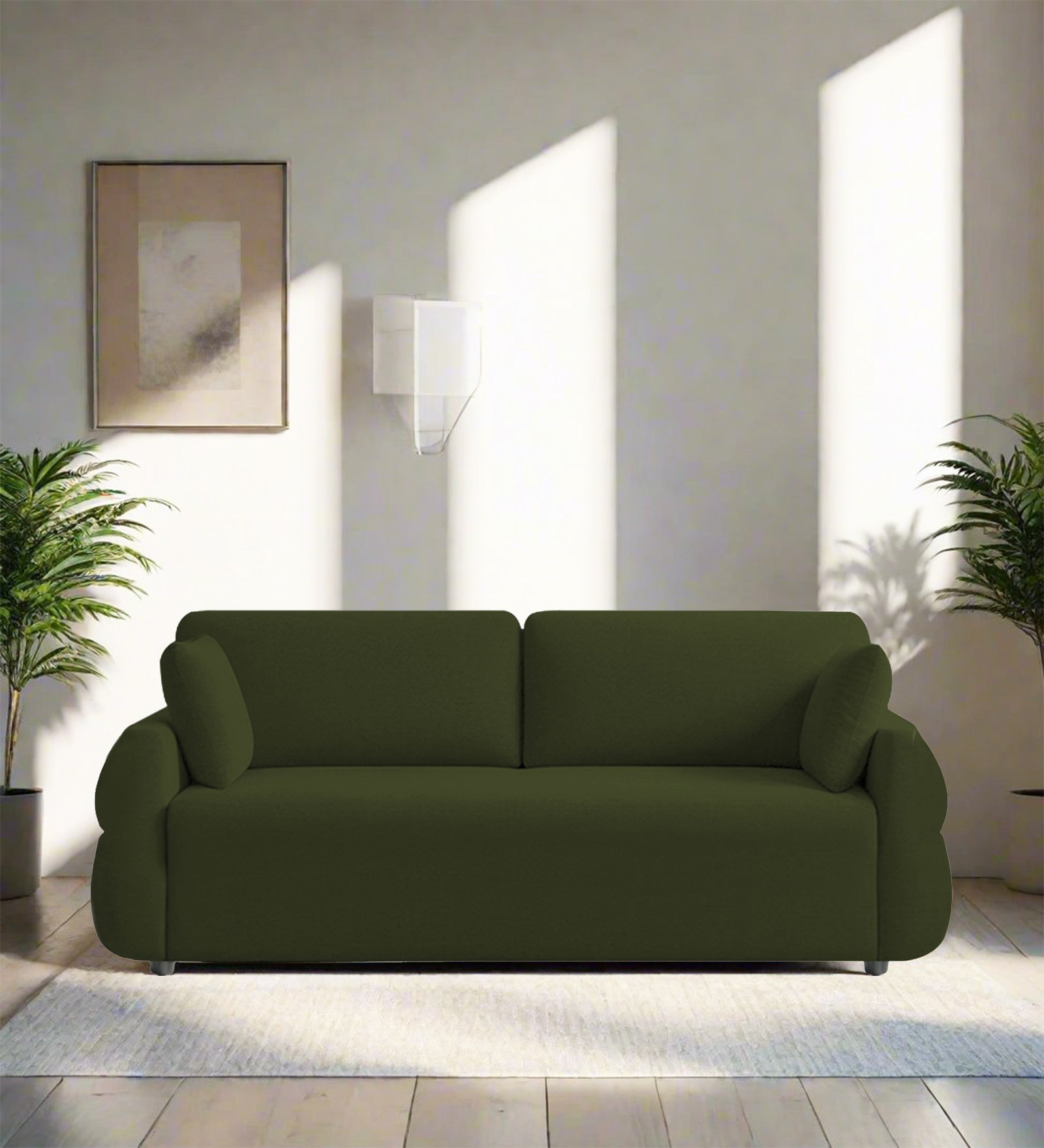 Jack Fabric 3 Seater Sofa In Olive Green Colour - Febonic Living