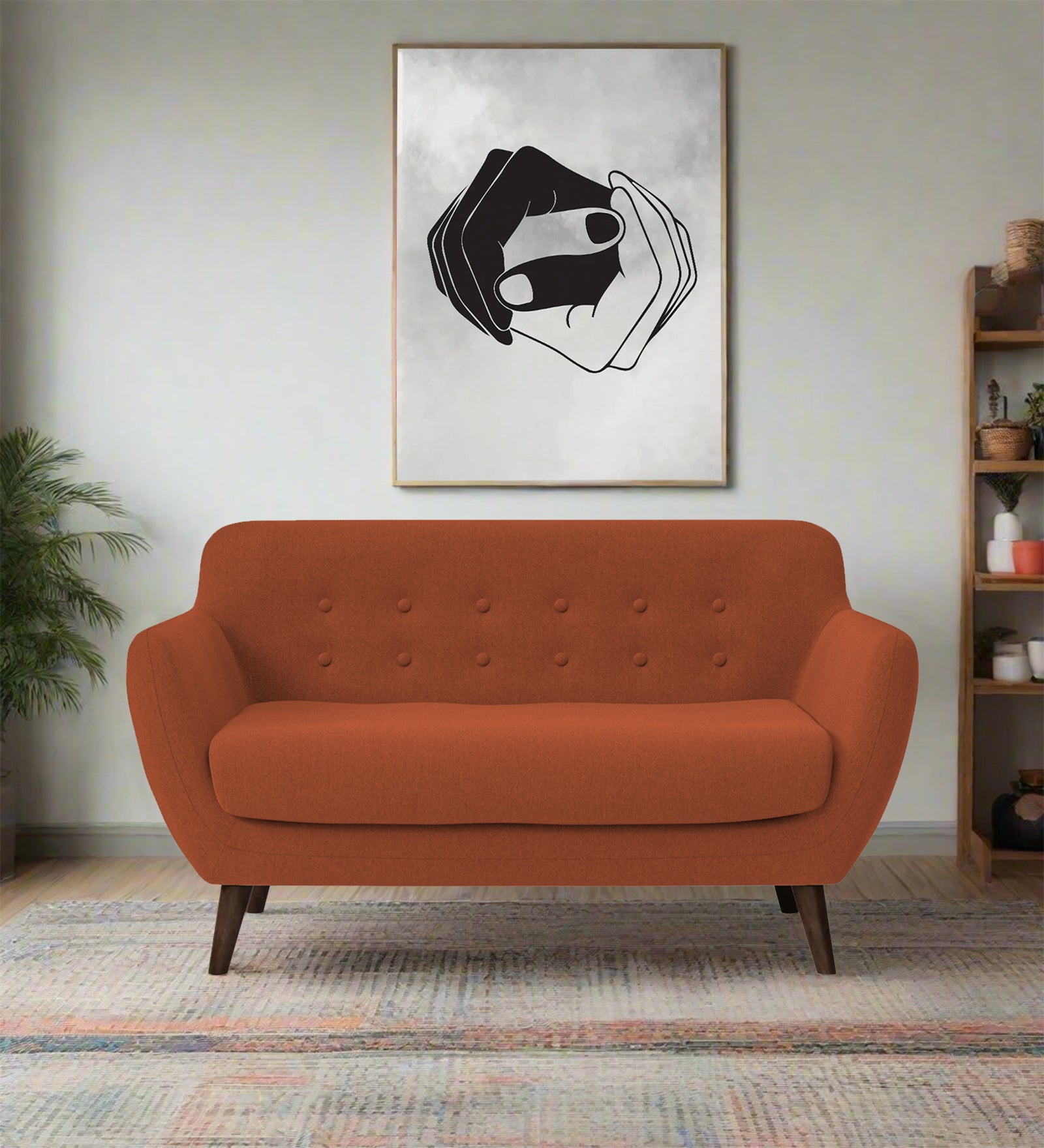 Goofy Fabric 2 Seater Sofa In Royal Orange Colour - Febonic Living